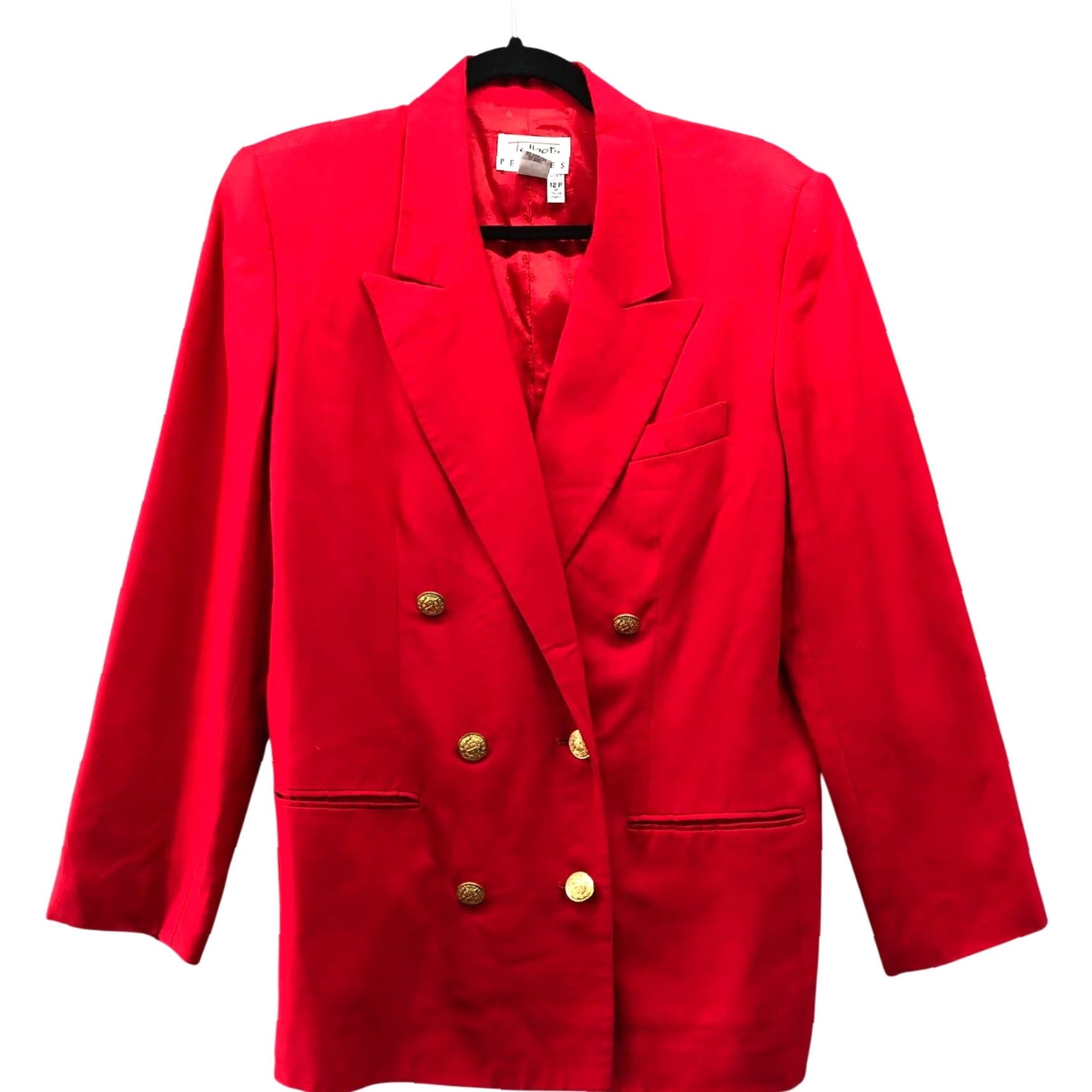 Talbots VINTAGE Talbots Blazer Womens 12P Red Linen Blend Double Breasted Gold Button Jacket Size XL / US 12-14 / IT 48-50 - 2 Thumbnail