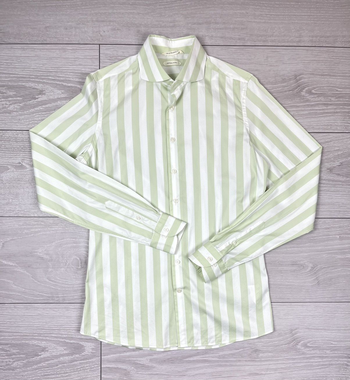 Suitsupply Suitsupply Cotton Lyocell Slim Striped Button Shirt Size US M / EU 48-50 / 2 - 2 Thumbnail