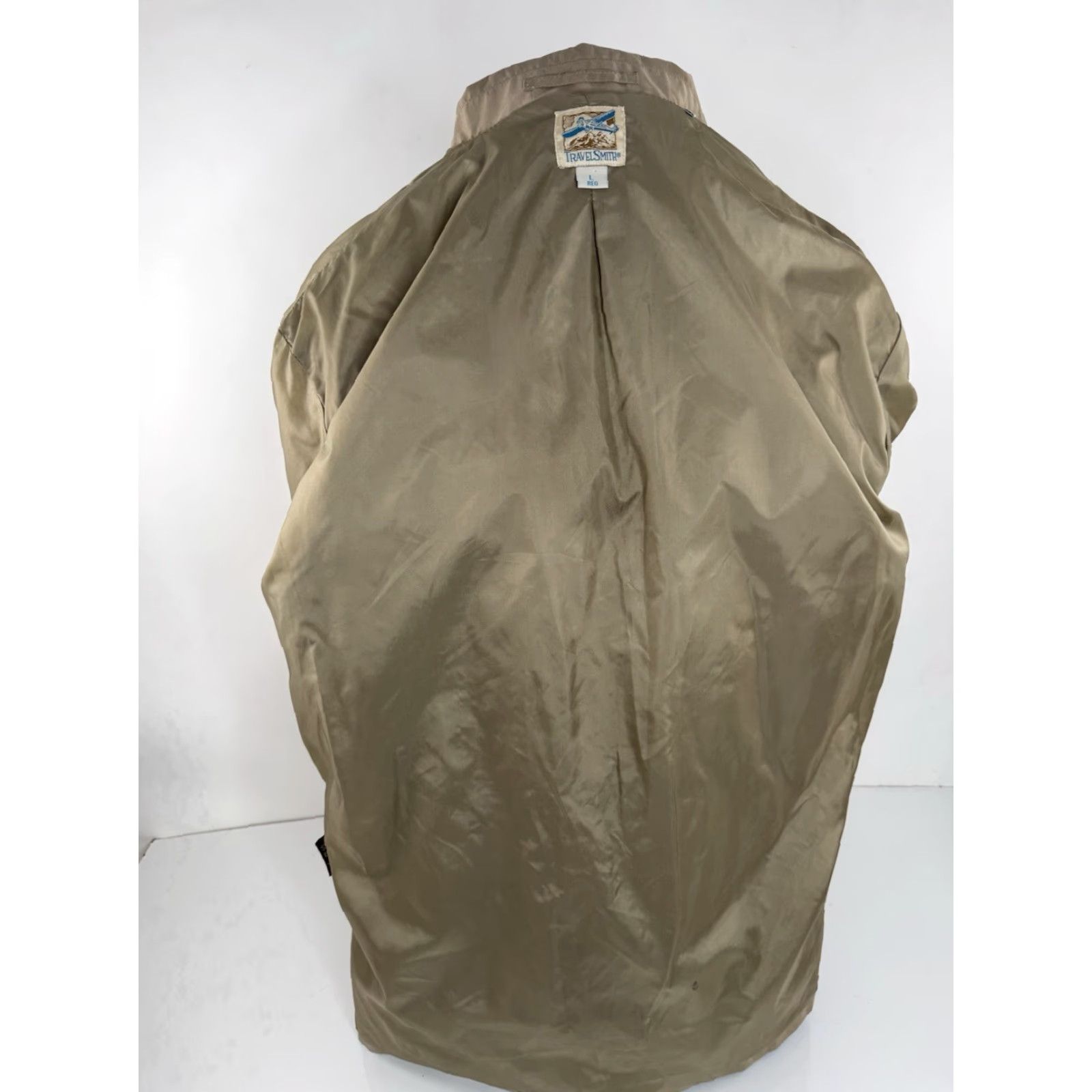 Vintage TRAVELSMITH Blazer Jacket Men's L Tan Four-Button Safari Lightweight Unstructured Blazer Jacket Size 42R - 4 Thumbnail