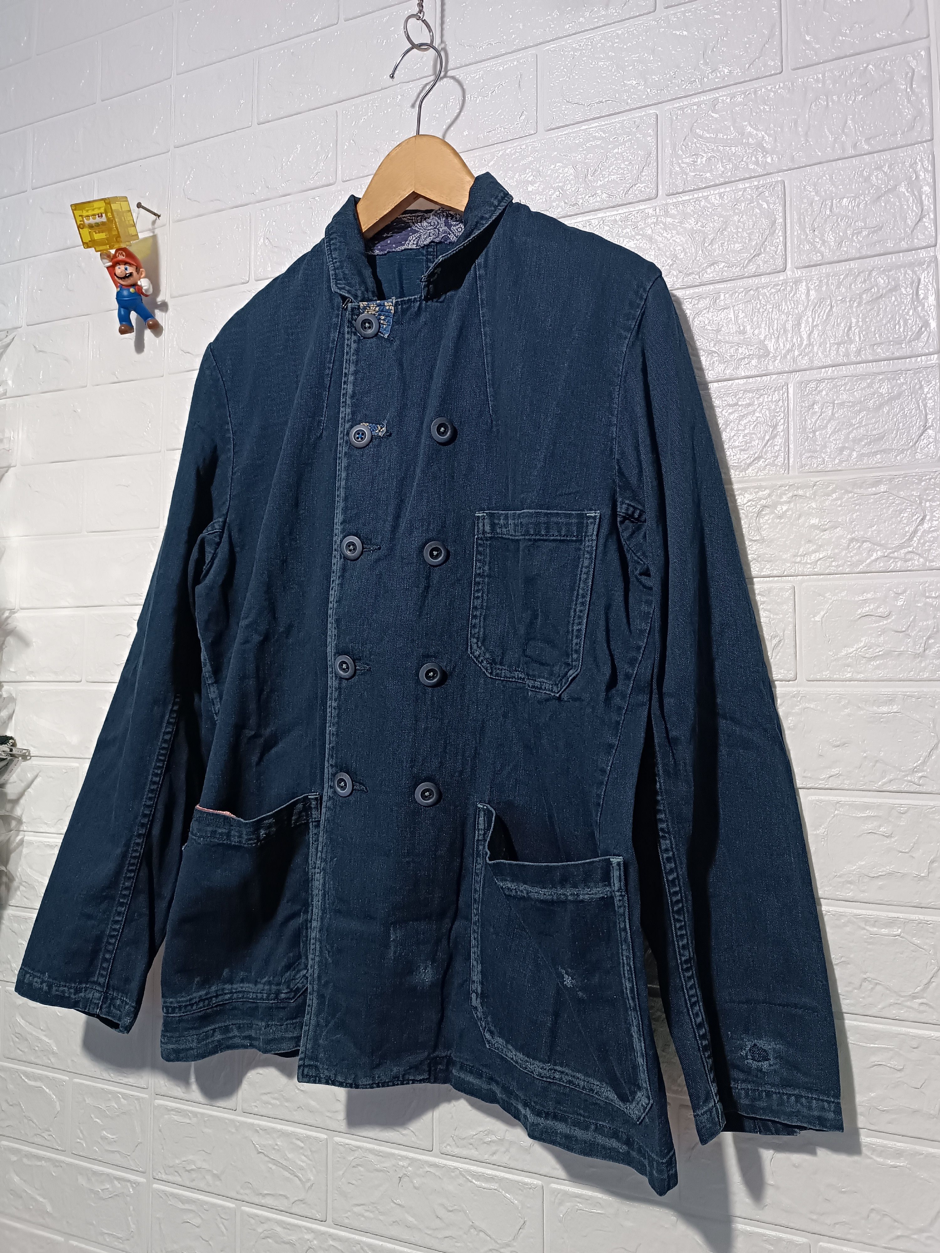45rpm 45rpm Double Breasted Distressed Indigo Dyed Cotton Size US L / EU 52-54 / 3 - 2 Thumbnail
