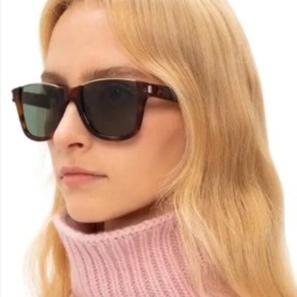 Saint Laurent Paris Saint Laurent SL 51 CUT 003 Sunglasses Ivory/Silver Square Size ONE SIZE - 2 Thumbnail