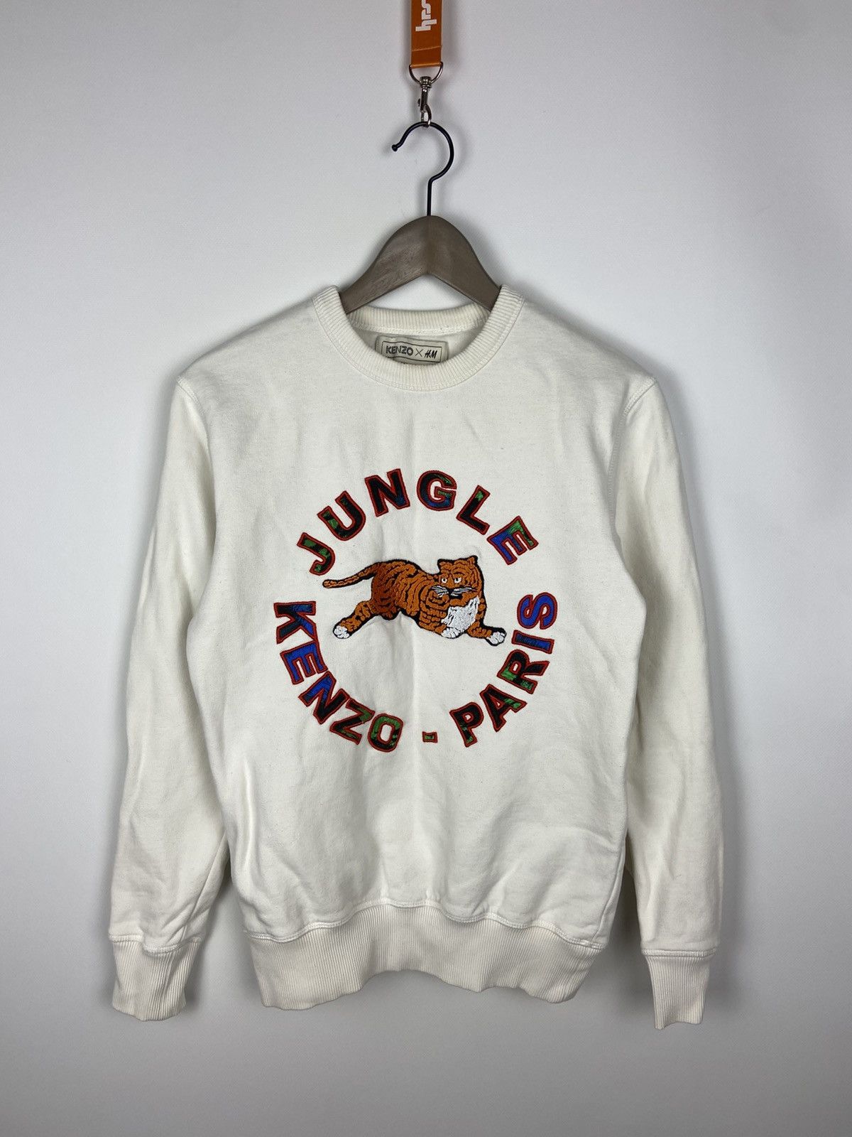 Designer × Kenzo Kenzo x H&M Sweatshirt White Embroidered Cotton Womens Sz XS Size XS / US 0-2 / IT 36-38 - 1 Thumbnail