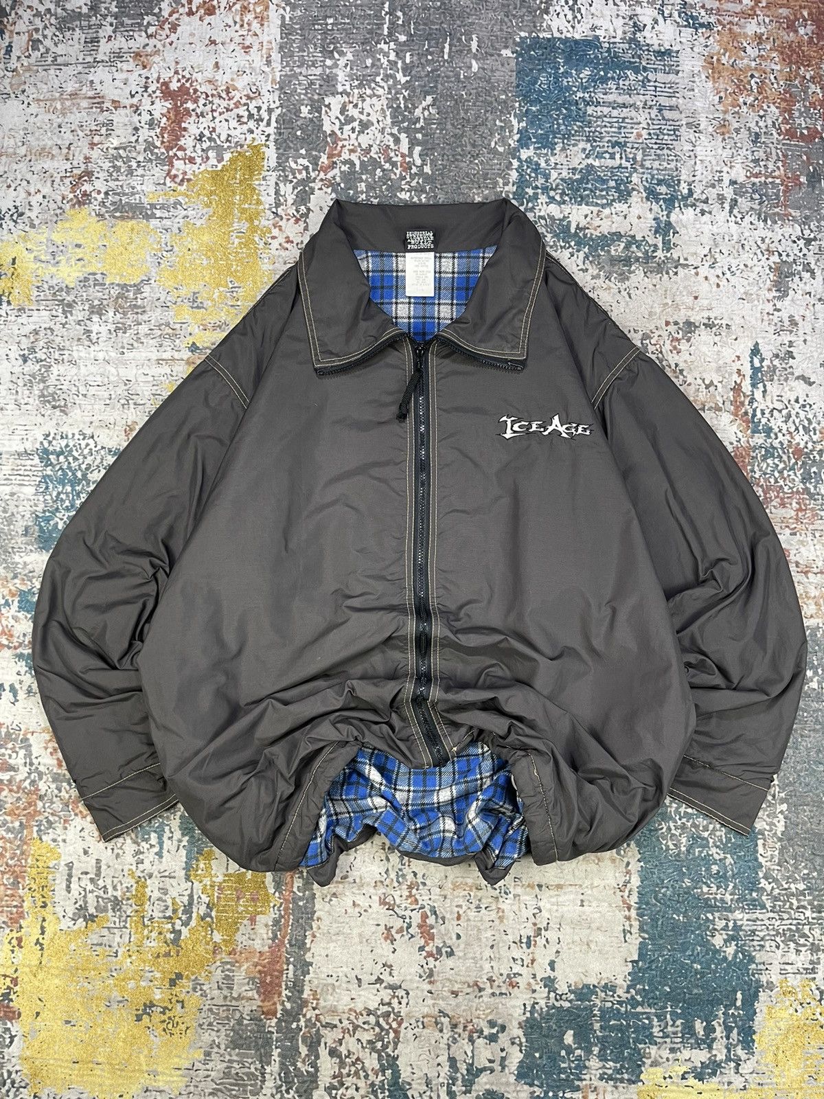 Vintage Vtg 90s Ice Age Plaid Flannel Lining Zipper Jacket Size US L / EU 52-54 / 3 - 1 Thumbnail