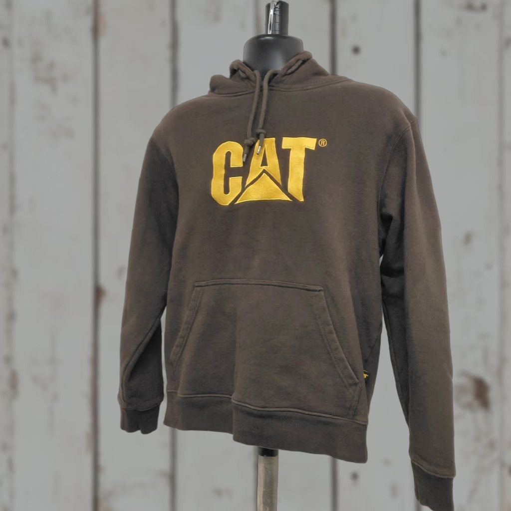 Vintage VINTAGE Caterpillar CAT Hoodie Men's Large Brown/Yellow Logo Pullover Long Sleeve Size US L / EU 52-54 / 3 - 1 Thumbnail