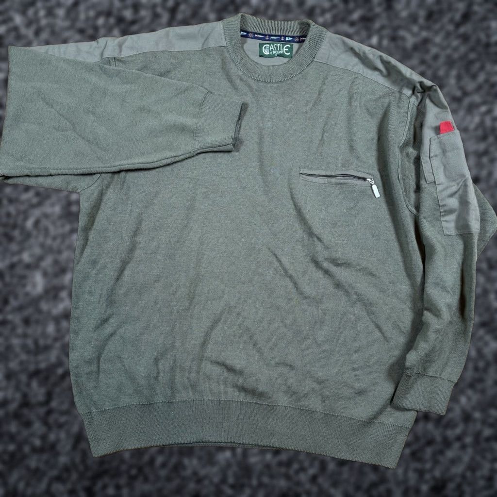 Vintage VINTAGE Castle Of Ireland Wool Blend Sweater Crew Neck Pockets Mens XL Green Size US XL / EU 56 / 4 - 1 Thumbnail
