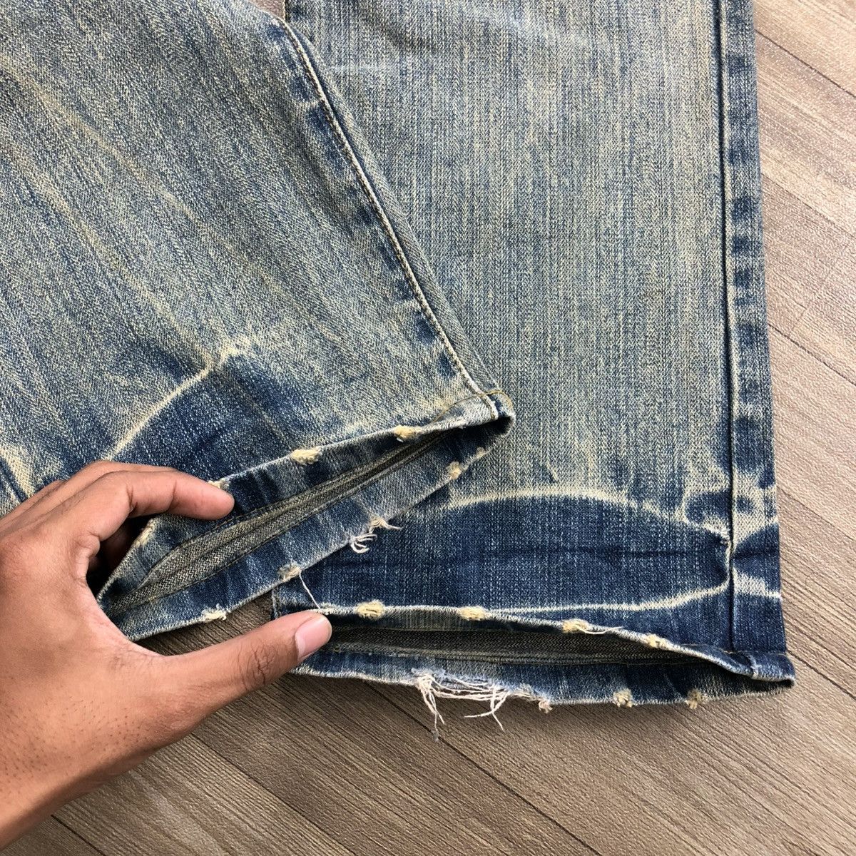 If Six Was Nine × Japanese Brand 2000s Crazy Distressed Point Loma I ❤️ Surf Baggy Jeans LGB Size US 31 - 11 Thumbnail