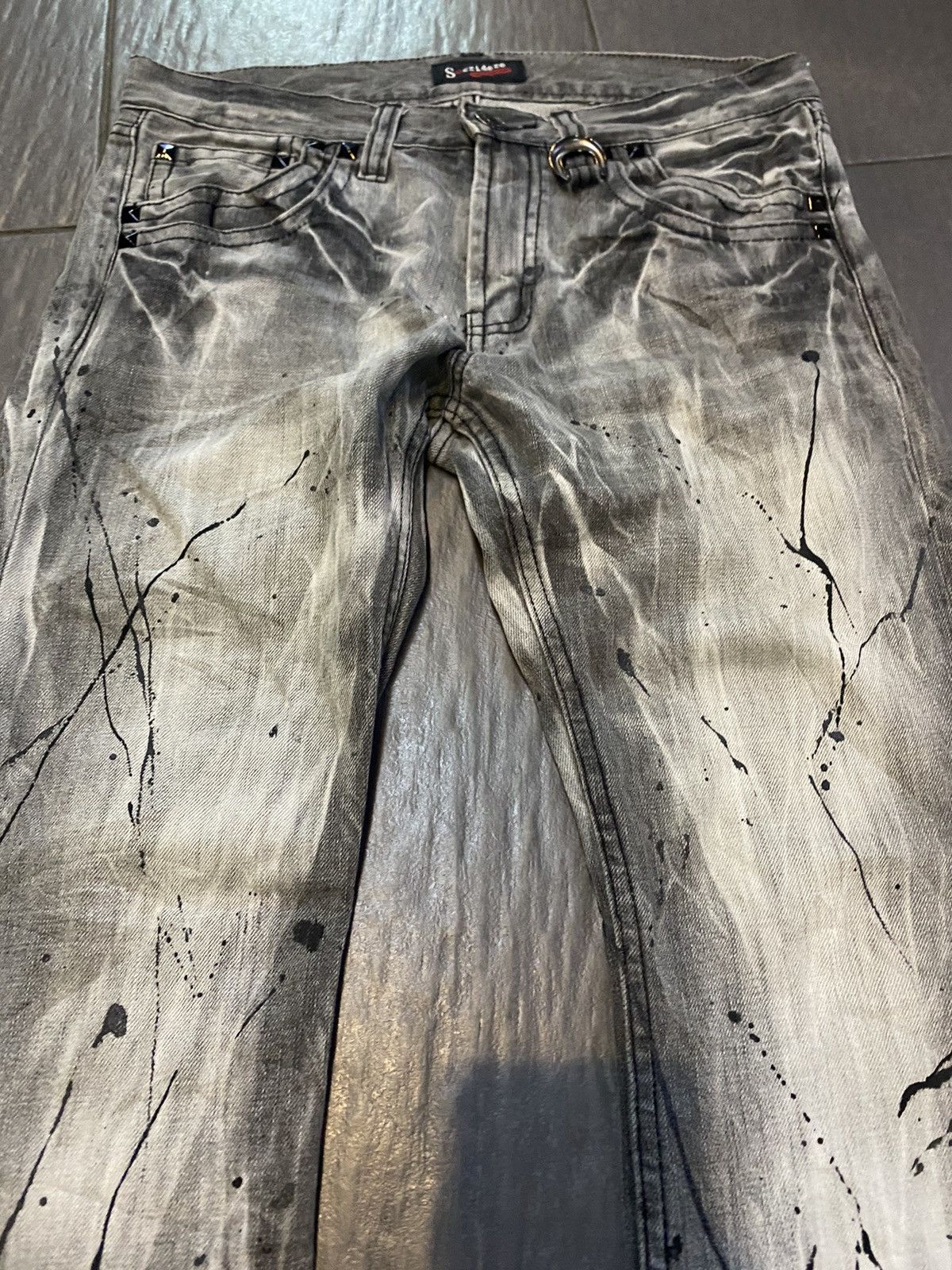Hysteric Glamour Flare jeans Sorridere Skulls painted Boot Cut Size US 31 - 6 Thumbnail