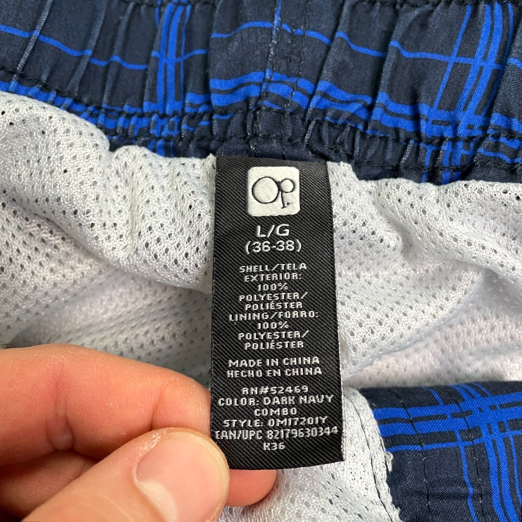 Ocean Pacific Ocean Pacific Water Shorts Mens Large Blue Black Check Drawstring Swim Trunks Size US 33 - 6 Thumbnail