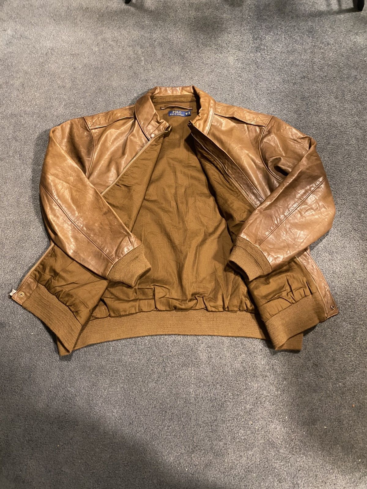 Polo Ralph Lauren × Vintage POLO RALPH LAUREN LEATHER FLIGHT JACKET Size US XXL / EU 58 / 5 - 8 Thumbnail