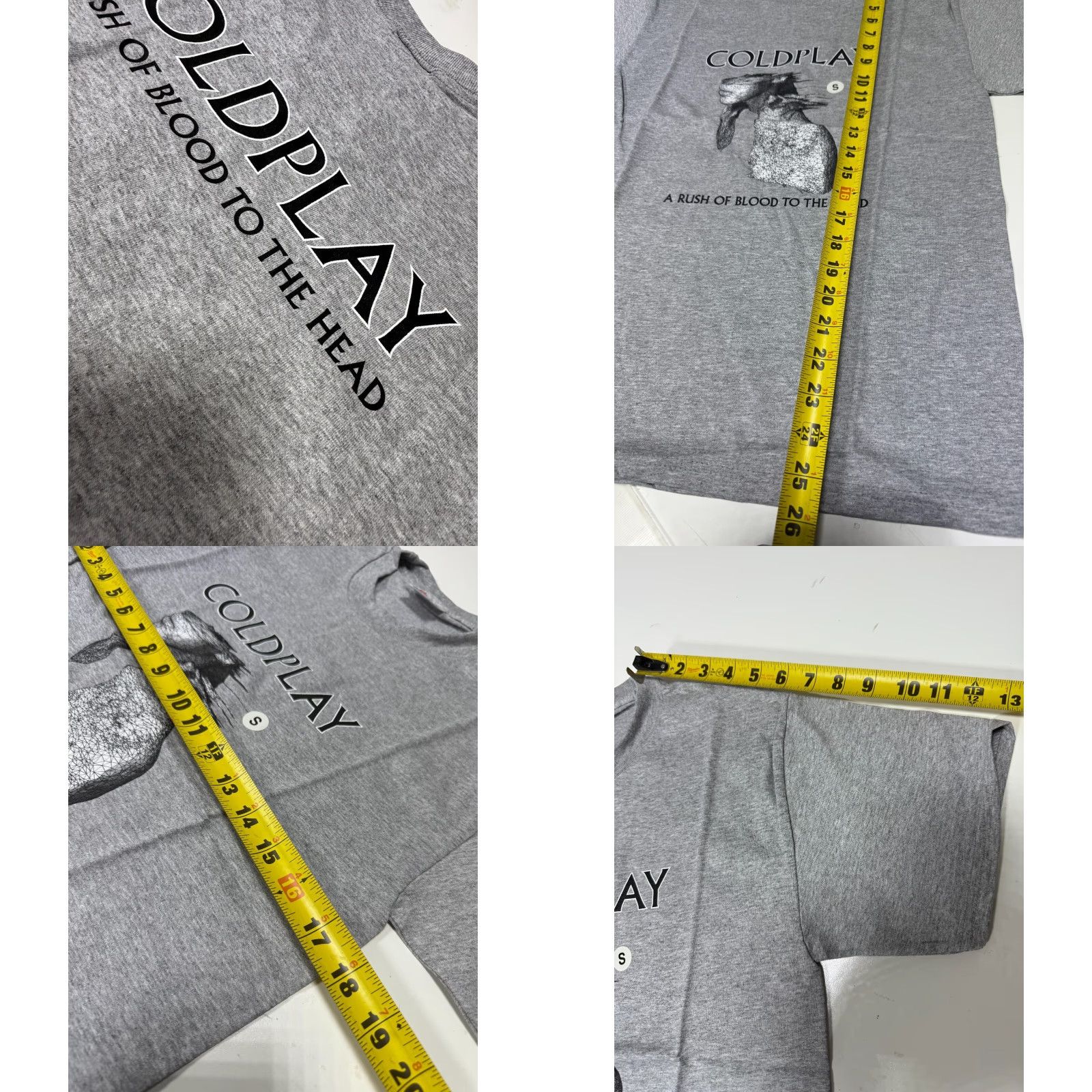 Hanes VINTAGE Coldplay 2002 Graphic Tee Men’s Small Gray Original Size US S / EU 44-46 / 1 - 8 Thumbnail