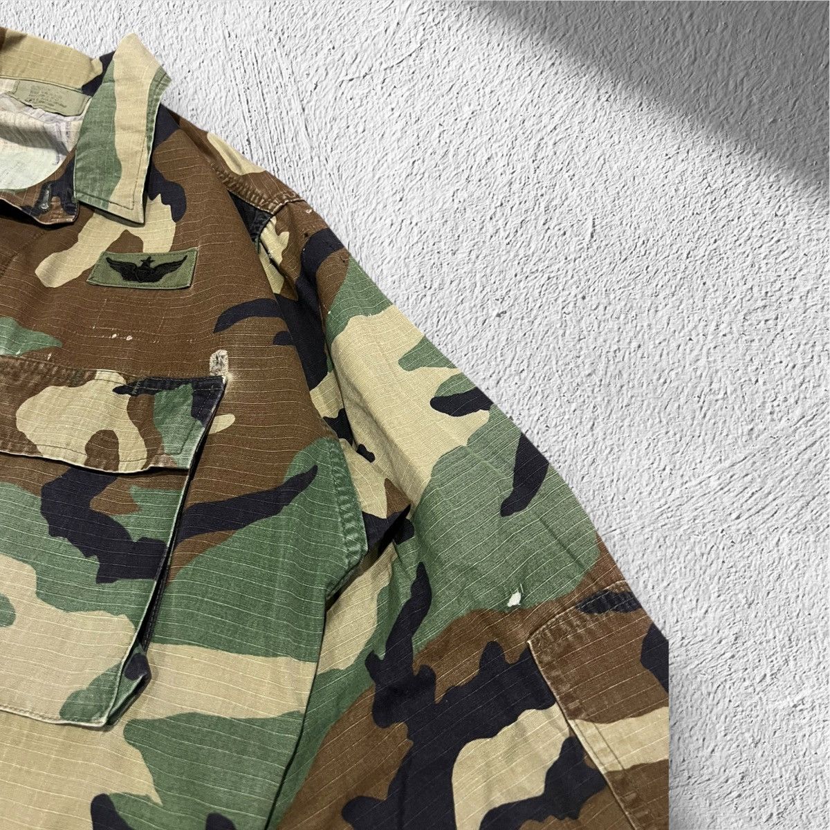 Vintage 80s U.S. Army Woodland Camo Utility Field Jacket BDU Ripstop Size US L / EU 52-54 / 3 - 3 Thumbnail