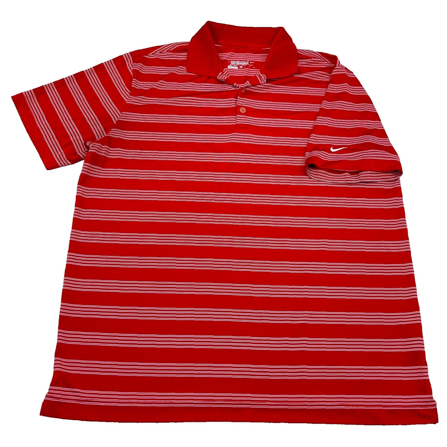 Nike VINTAGE Nike Polo Shirt Men XL Red White Striped Dri Fit Tour Performance Golf Wicking J Size US XL / EU 56 / 4 - 2 Thumbnail