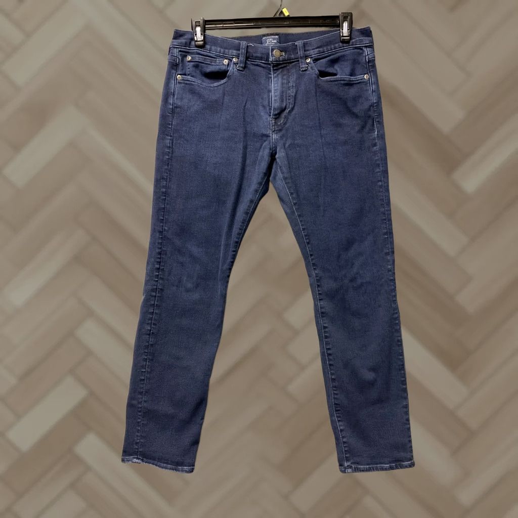 J.Crew J.CREW Jeans Slim Fit Dark Wash Denim Cotton 33x30 Mens Regular 770 Logo Button Rise Mid Blue Size US 33 - 1 Thumbnail
