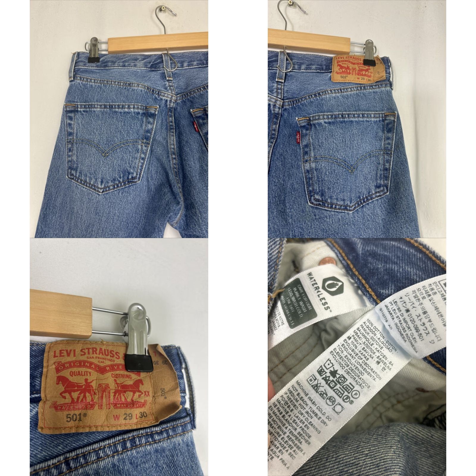Levi's Levi’s 501 XX Jeans Medium Wash Blue 29x30 Mens Regular Classic Straight Button Fly Stains Size US 29 - 9 Thumbnail