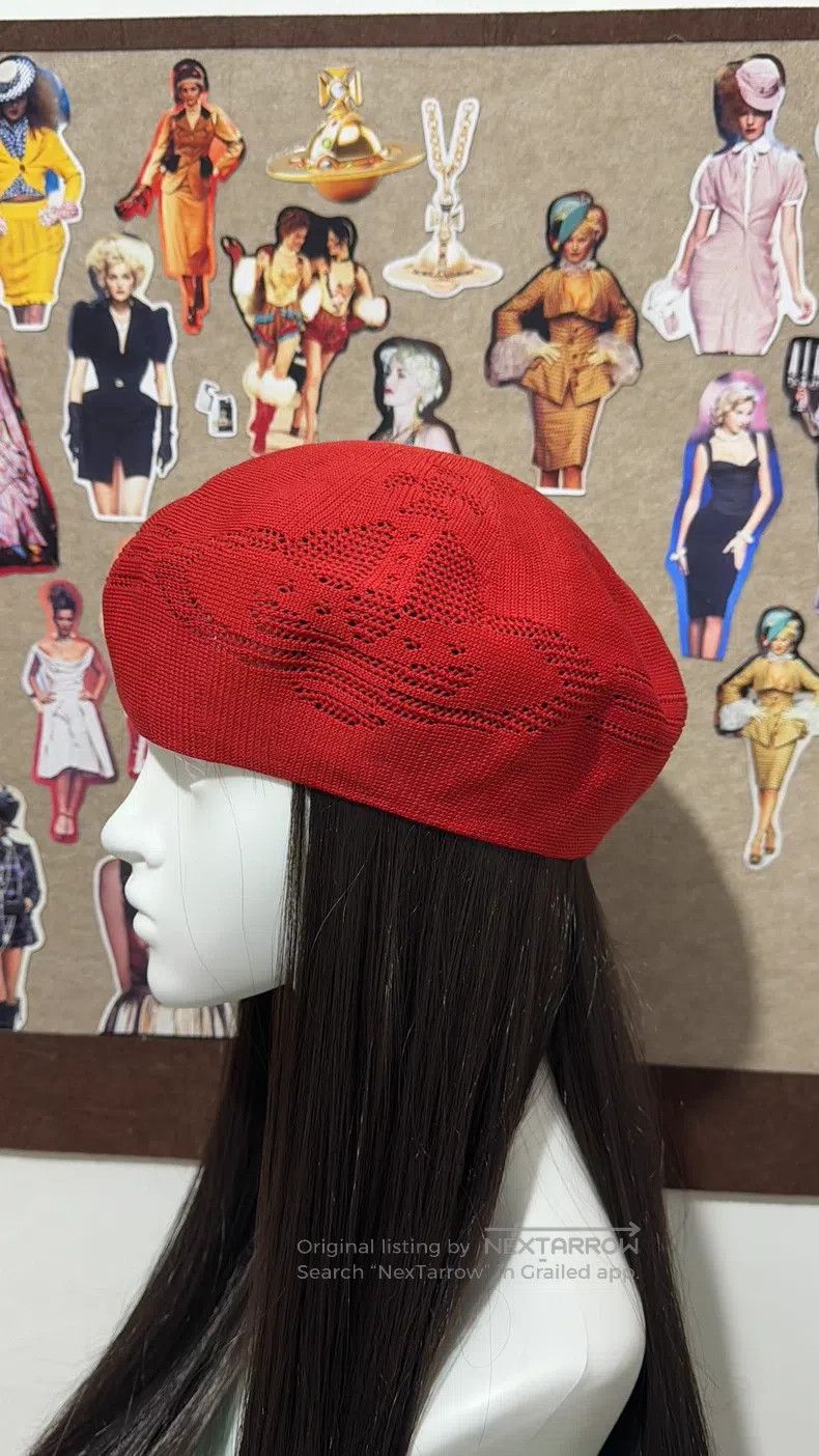 Vivienne Westwood Red Openwork Saturn Beret