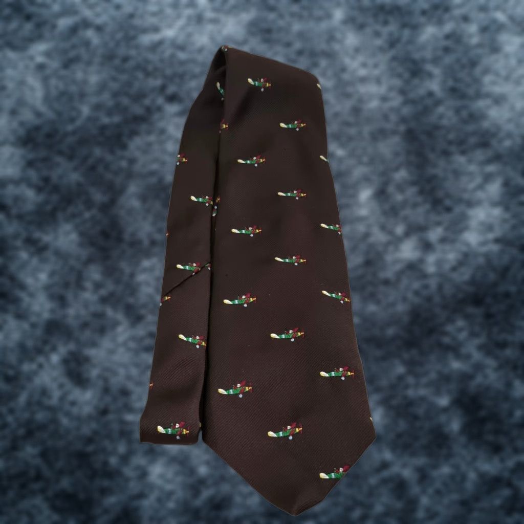 Vintage VINTAGE Webster Mens Wear Embroidered Planes Neck Tie Brown 1950s 54" MCM Mens Size ONE SIZE - 1 Thumbnail