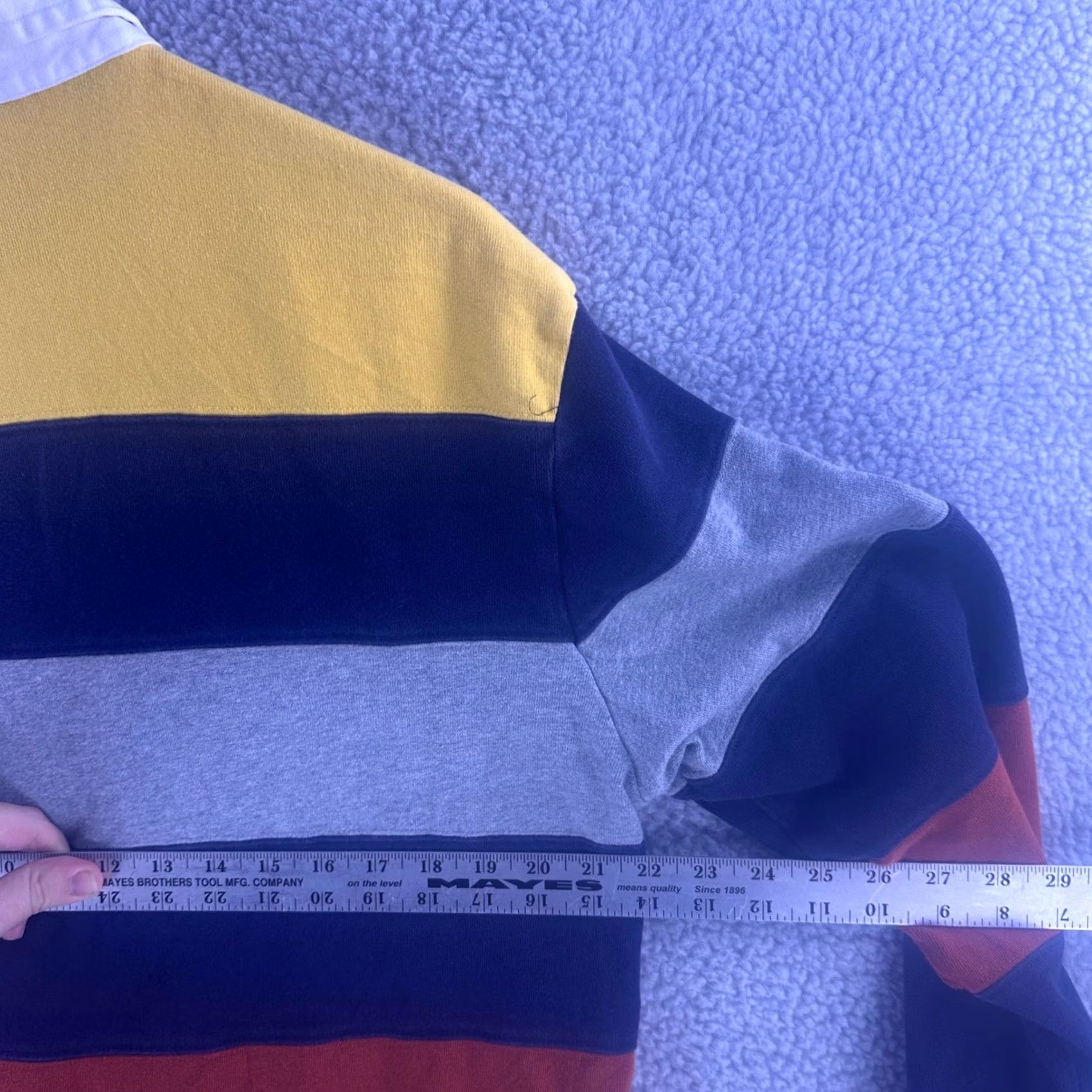 Club Room Shirt Large Yellow Navy Striped Long Sleeve Polo Rugby Y2K Cotton Mens, Men's — image 6 of 6