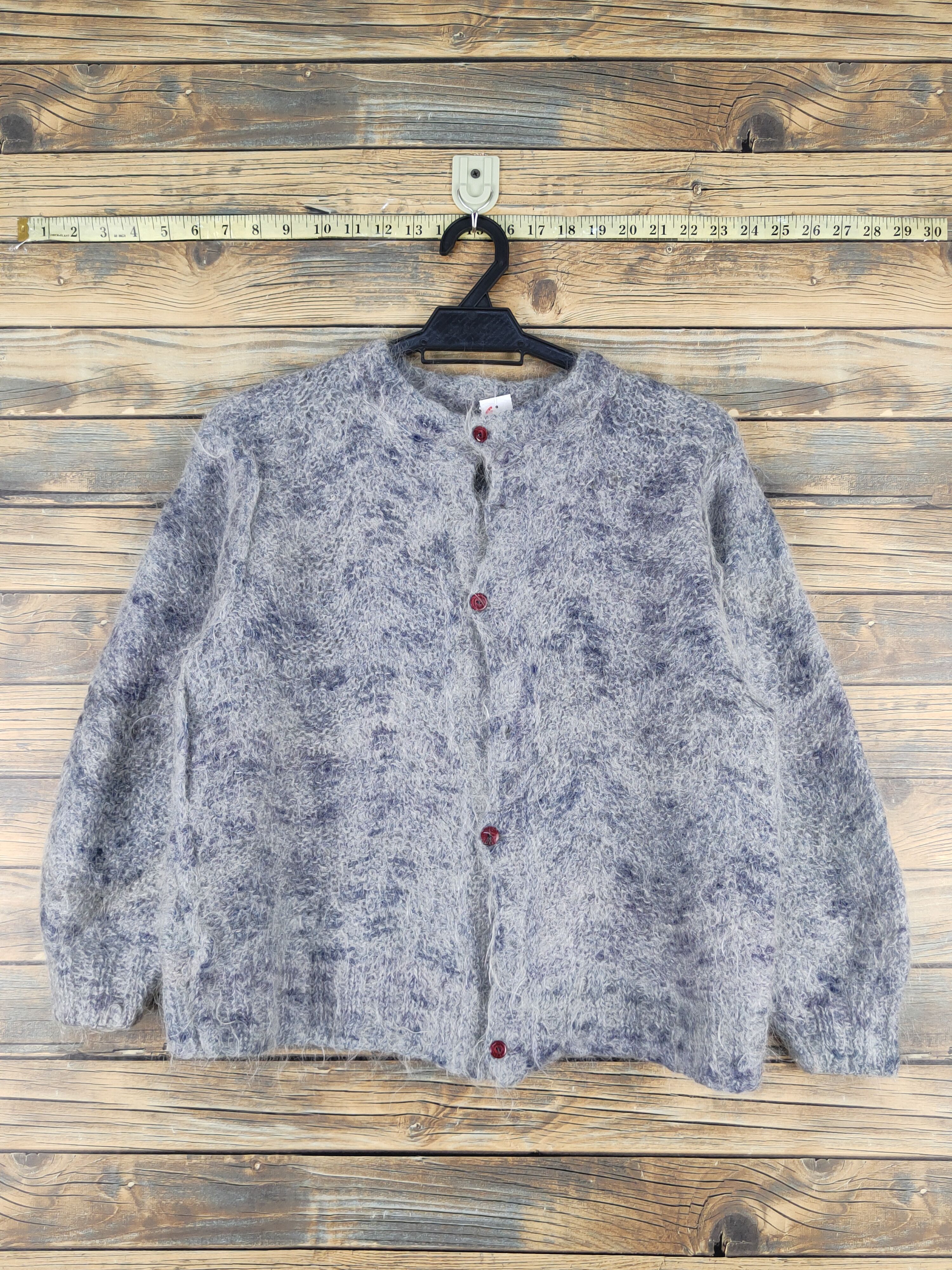 Japanese Brand × Vintage Japanese Brand Navy White Fur Mohair Knitwear Cardigan#W1341 Size S / US 4 / IT 40 - 1 Thumbnail