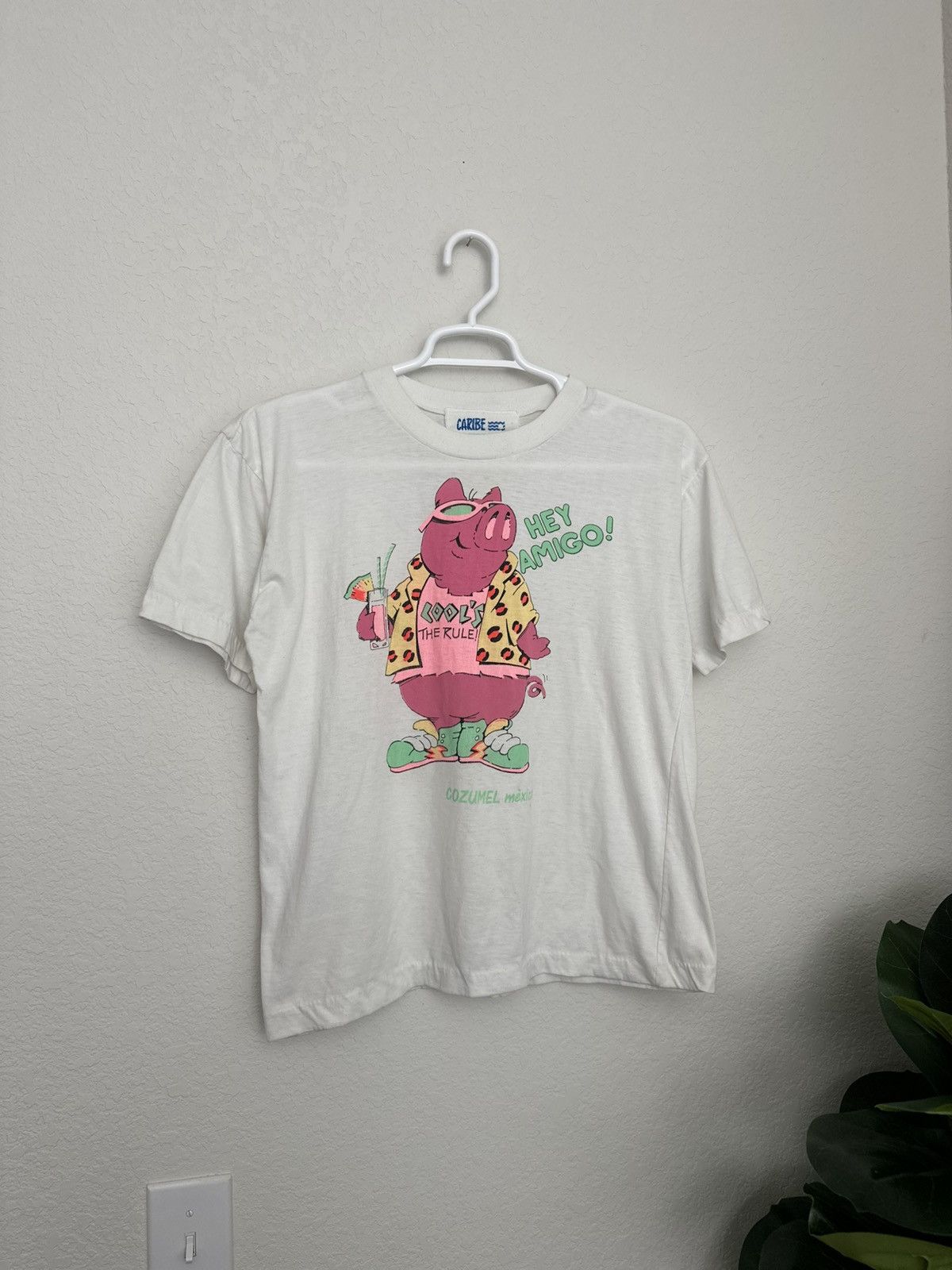 Caribbean × Vintage Vintage 80s Cool Pig Cozumel Mexico Souvenir Tshirt RARE Size XL / US 12-14 / IT 48-50 - 7 Thumbnail