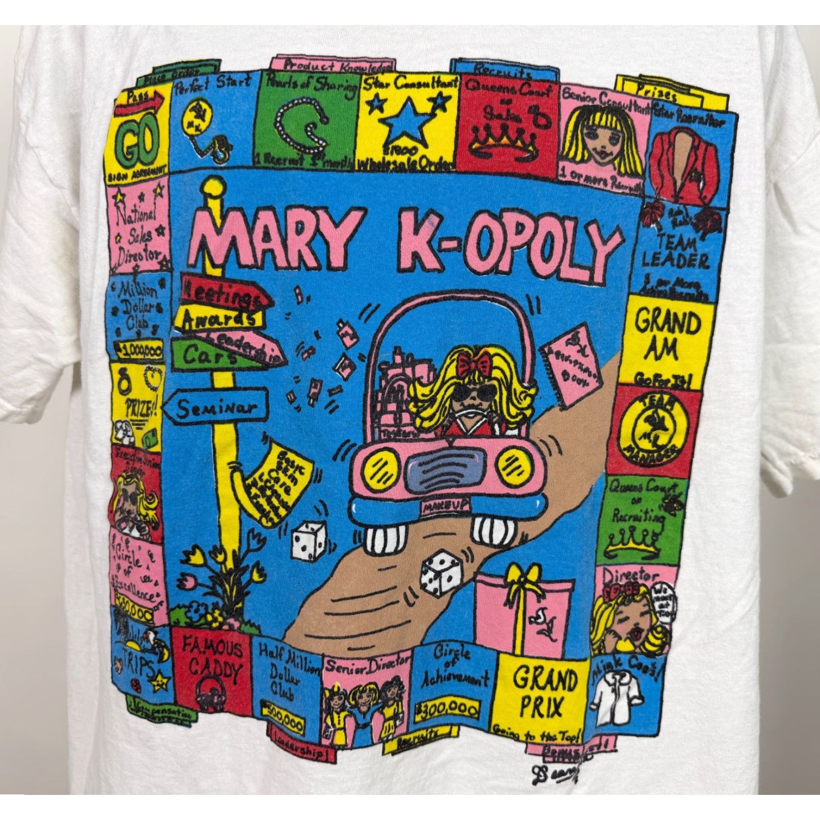 Delta VINTAGE Mary K-Opoly T-Shirt 90s XL Unisex Adults White Cotton Graphic Print Shirt Mens Womens Size US XL / EU 56 / 4 - 2 Thumbnail
