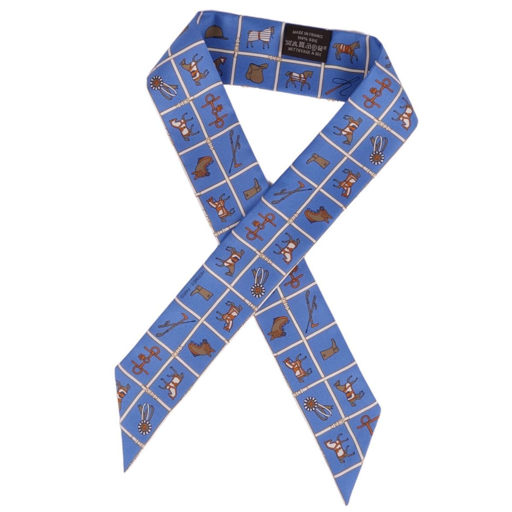 image of Hermes Scarf Muffler Twilly Silk Twill Ribbon Women's Multicolor in Black