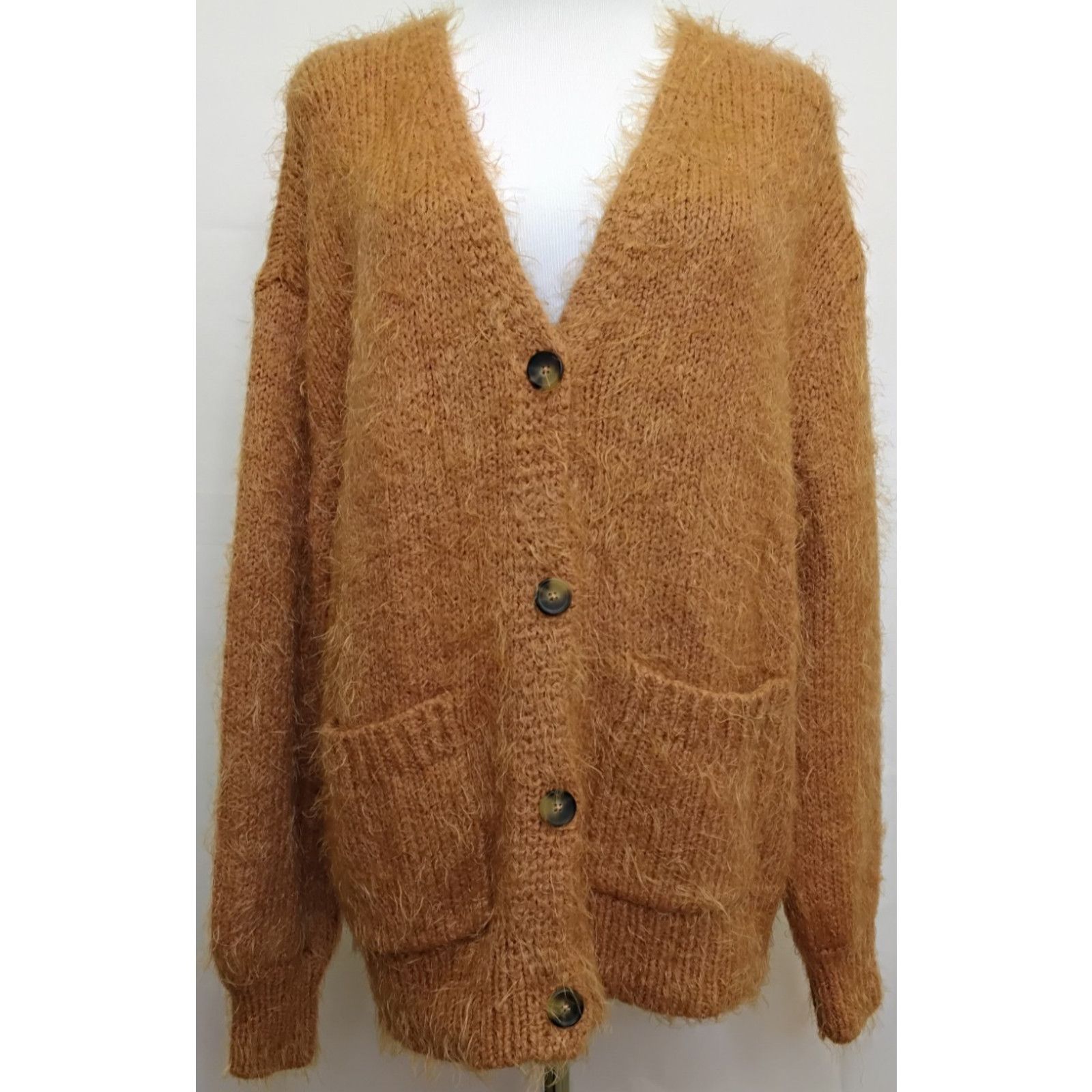 Free People Free People Fuzzy Mohair Cardigan Women's XS Orange NWT Size XS / US 0-2 / IT 36-38 - 2 Thumbnail