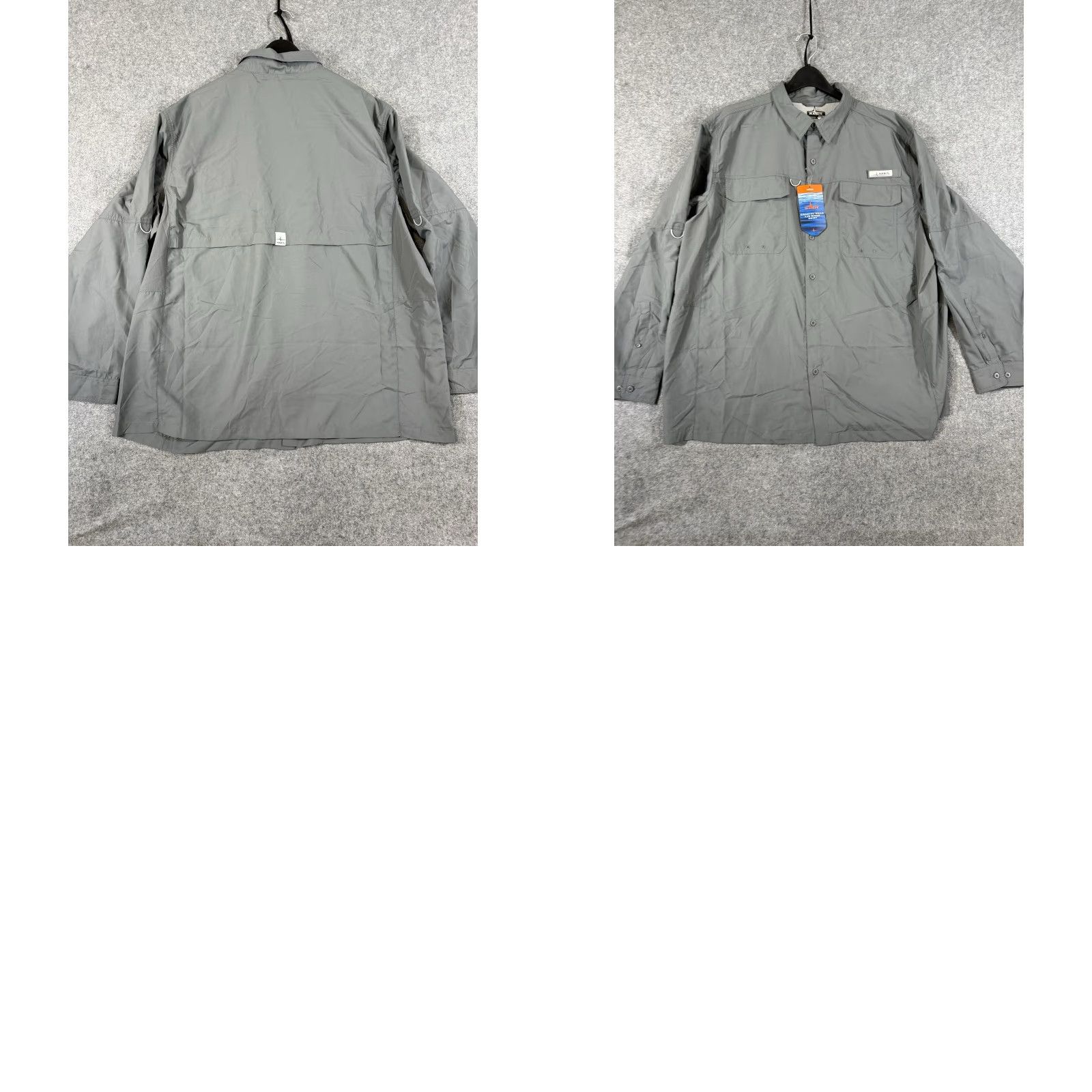 Habitat Habit Shirt Men 2XL Gray Long Sleeve Button-Up NWT Pockets Breathable Fish Theme Mens Size US XXL / EU 58 / 5 - 9 Thumbnail