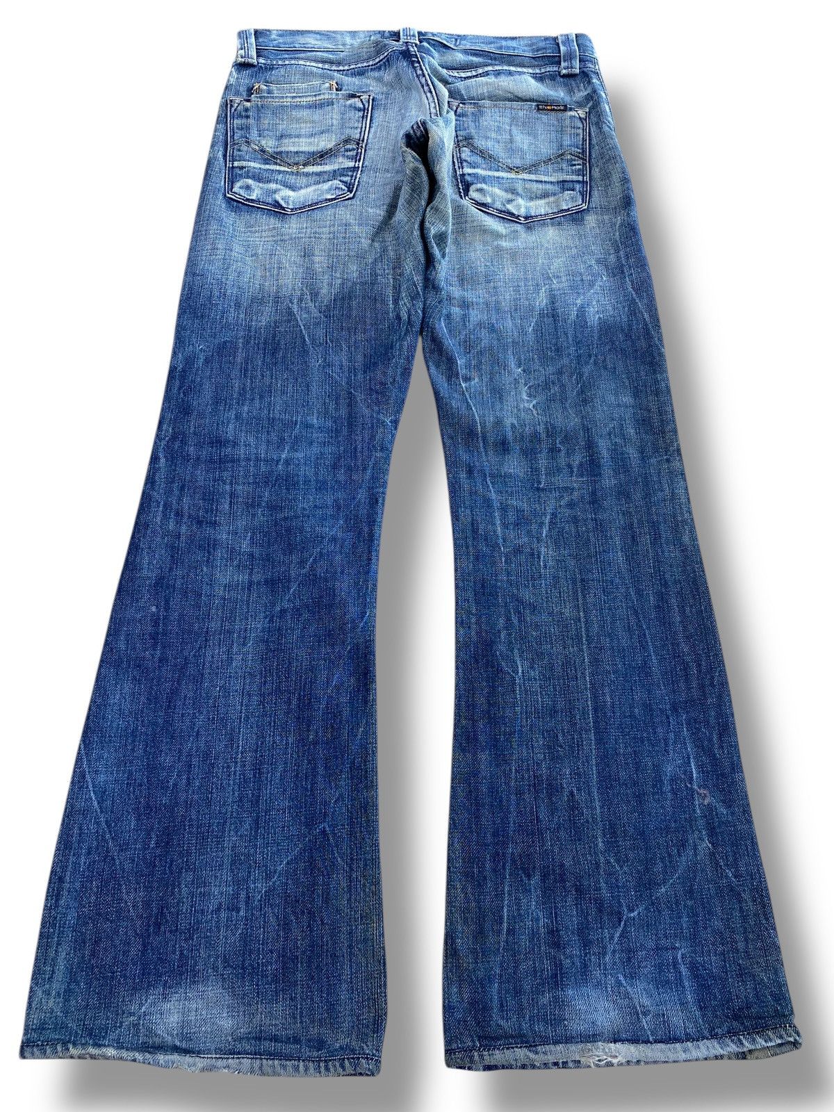 Energie Energie Flared Jeans Blue Washed Wide Leg Y2K Style Size US 31 - 3 Thumbnail