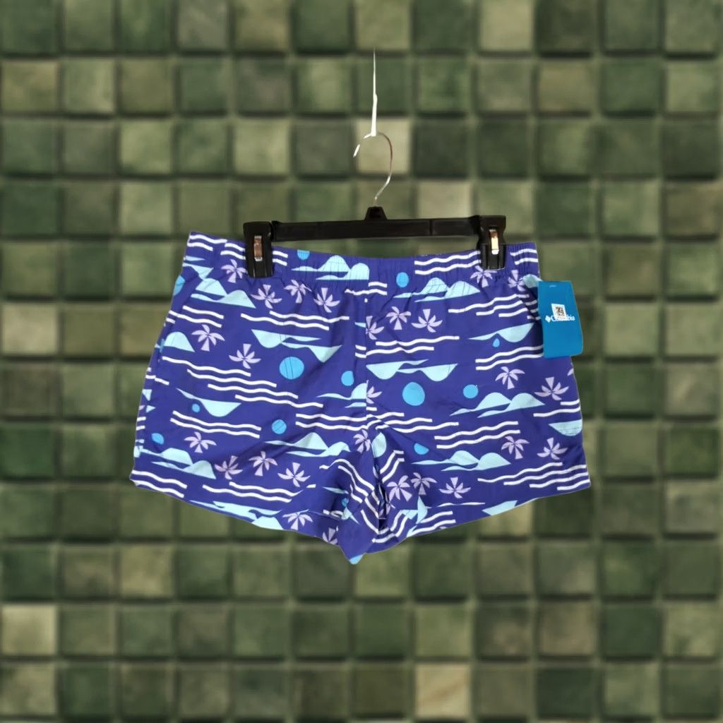 Vintage Columbia Shorts Sandy River II Printed Purple 3" Inseam Women's Medium Elastic Waist Slab Pocket Swin Outdoor Casual Travel Size 32" / US 10 / IT 46 - 1 Thumbnail