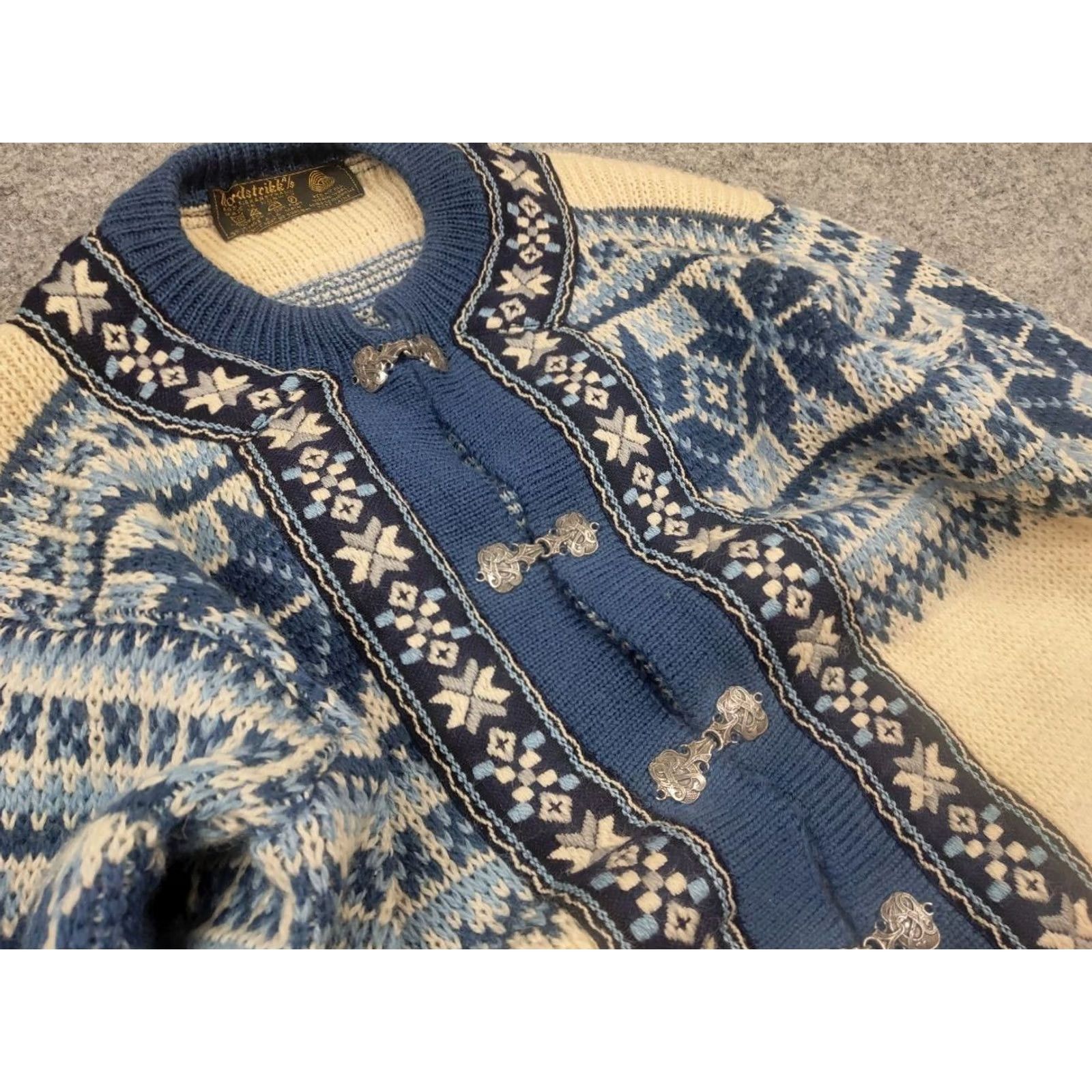 Native VINTAGE Nordstrikk Knit Wool Sweater Cardigan Unisex Norway Beige (80s, 90s) Size US M / EU 48-50 / 2 - 5 Thumbnail