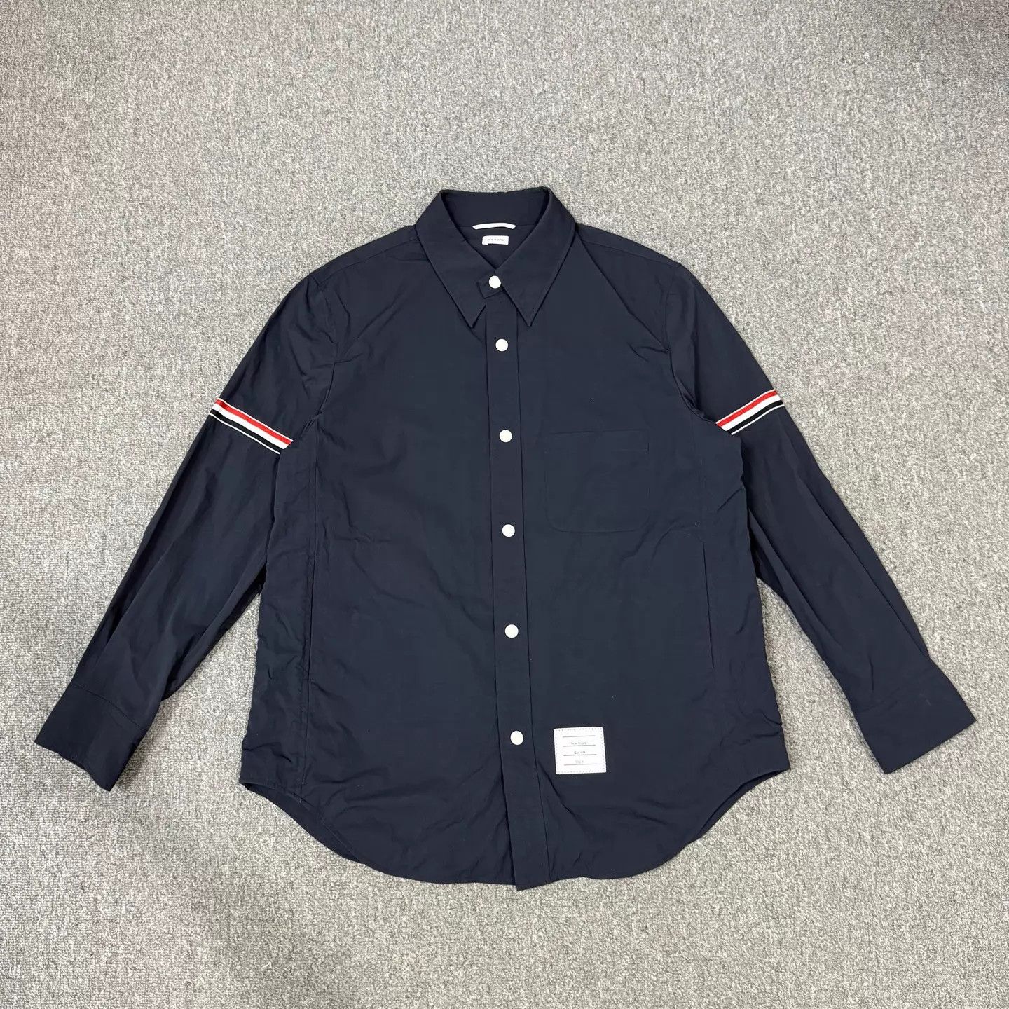 Thom Browne TB Navy Blue Double Logo Cuff Long Sleeve Shirt 4 99 New Size US XL / EU 56 / 4 - 1 Thumbnail