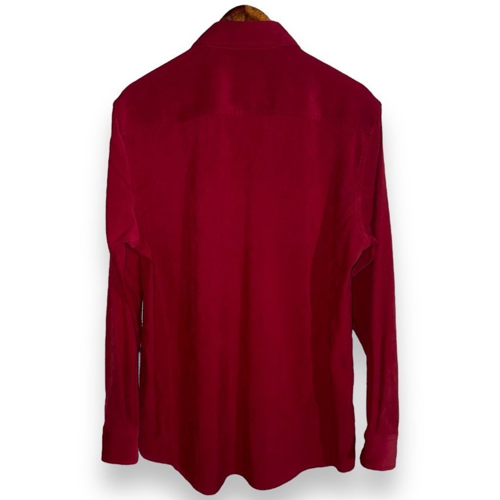 Armani Armani Exchange Crimson Red Sueded Button Up Shirt Size M Size US M / EU 48-50 / 2 - 9 Thumbnail