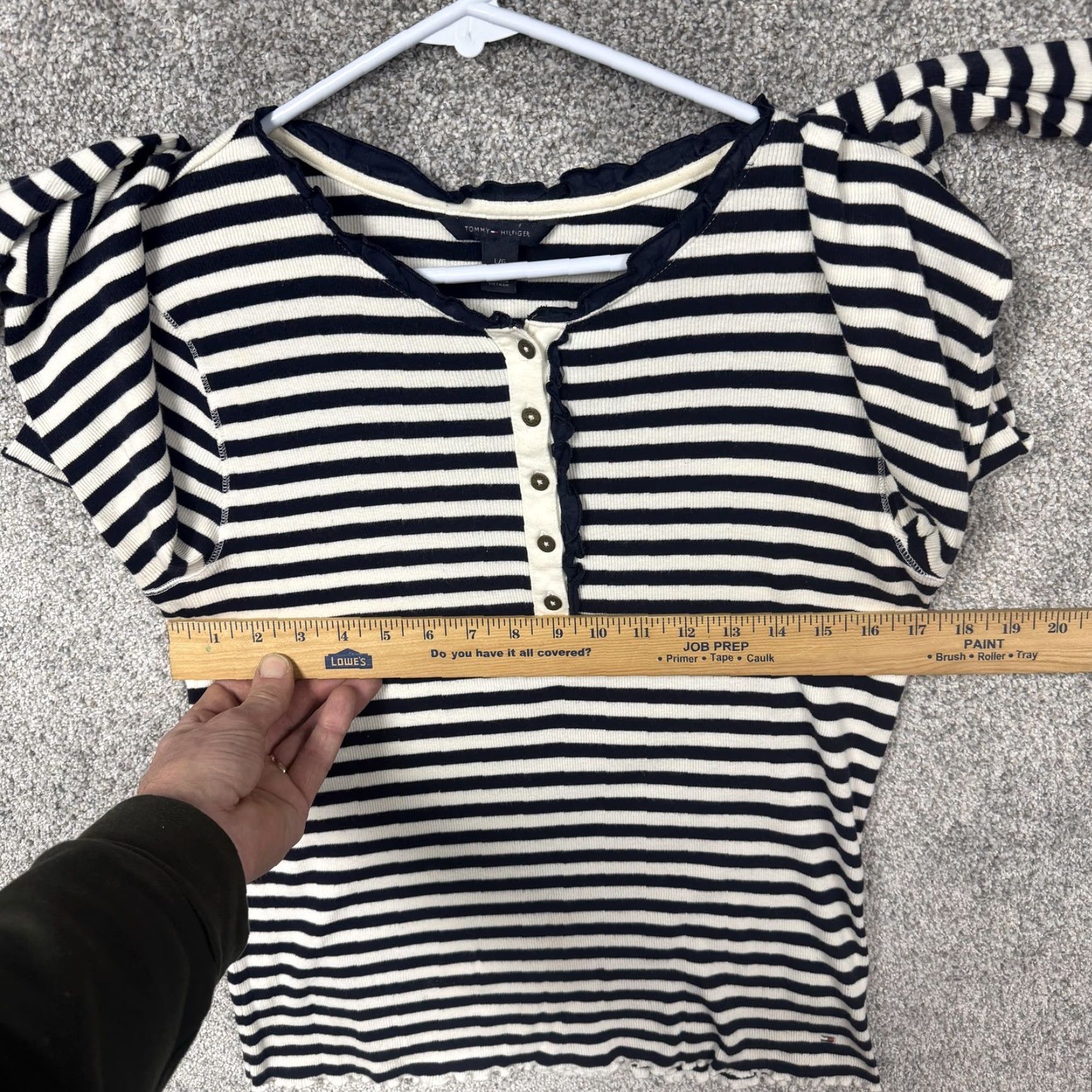 Tommy Hilfiger Tommy Hilfiger Shirt Womens L Blue White Stripe Henley Ribbed Old Money Coquette Size L / US 10 / IT 46 - 4 Thumbnail