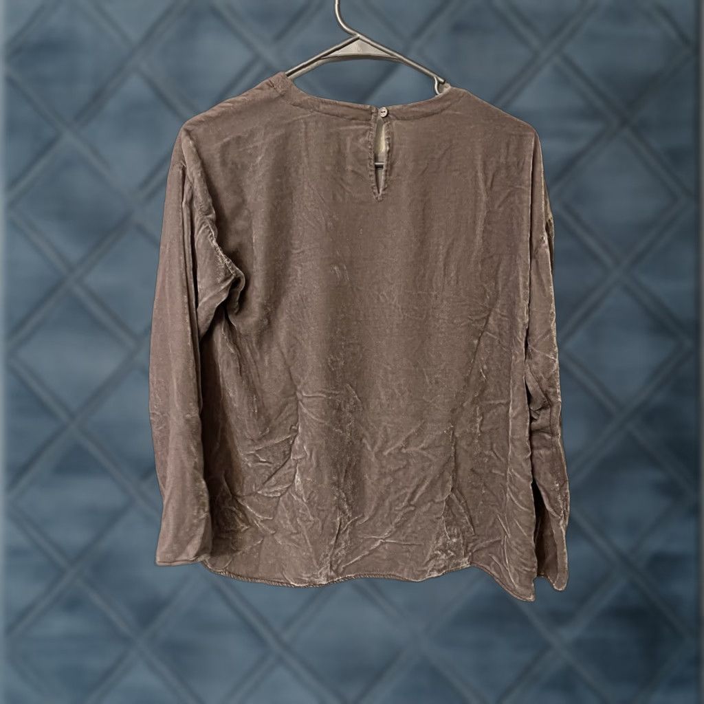 Eileen Fisher Eileen Fisher Velvet Blouse Silk Blend Purple Crushed Boxy Long Sleeve Top XS Women Shirt Blouse Size XS / US 0-2 / IT 36-38 - 1 Thumbnail