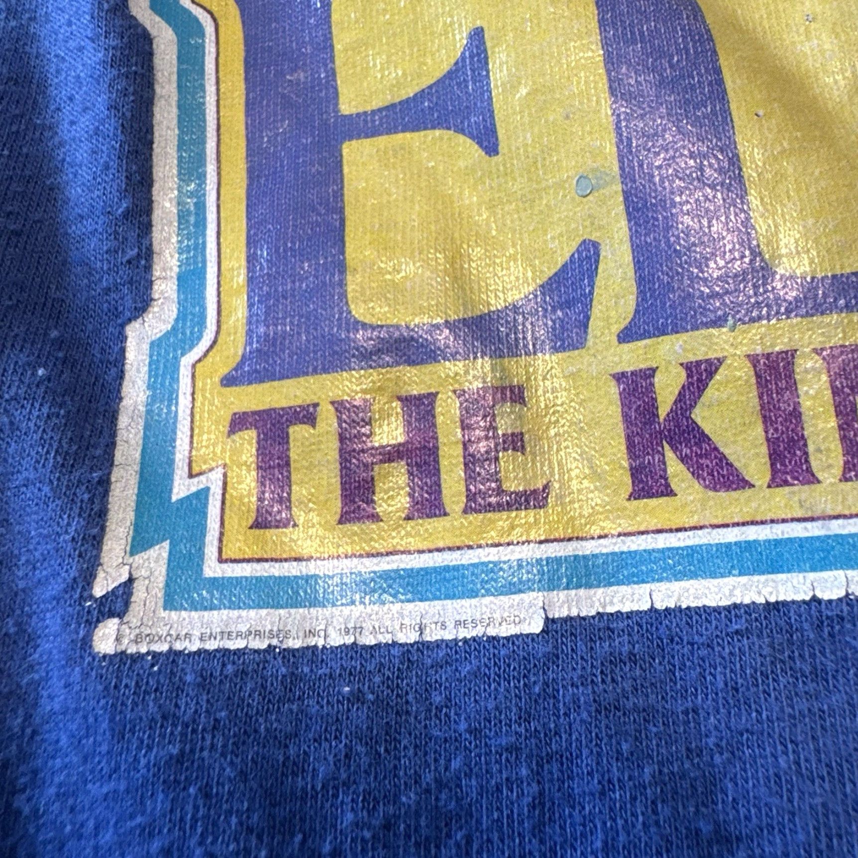 Hanes VINTAGE Elvis Presley T Shirt 1977 Blue Small 34/36 Hanes The King Lives On 23 long by 17 Size US S / EU 44-46 / 1 - 2 Thumbnail