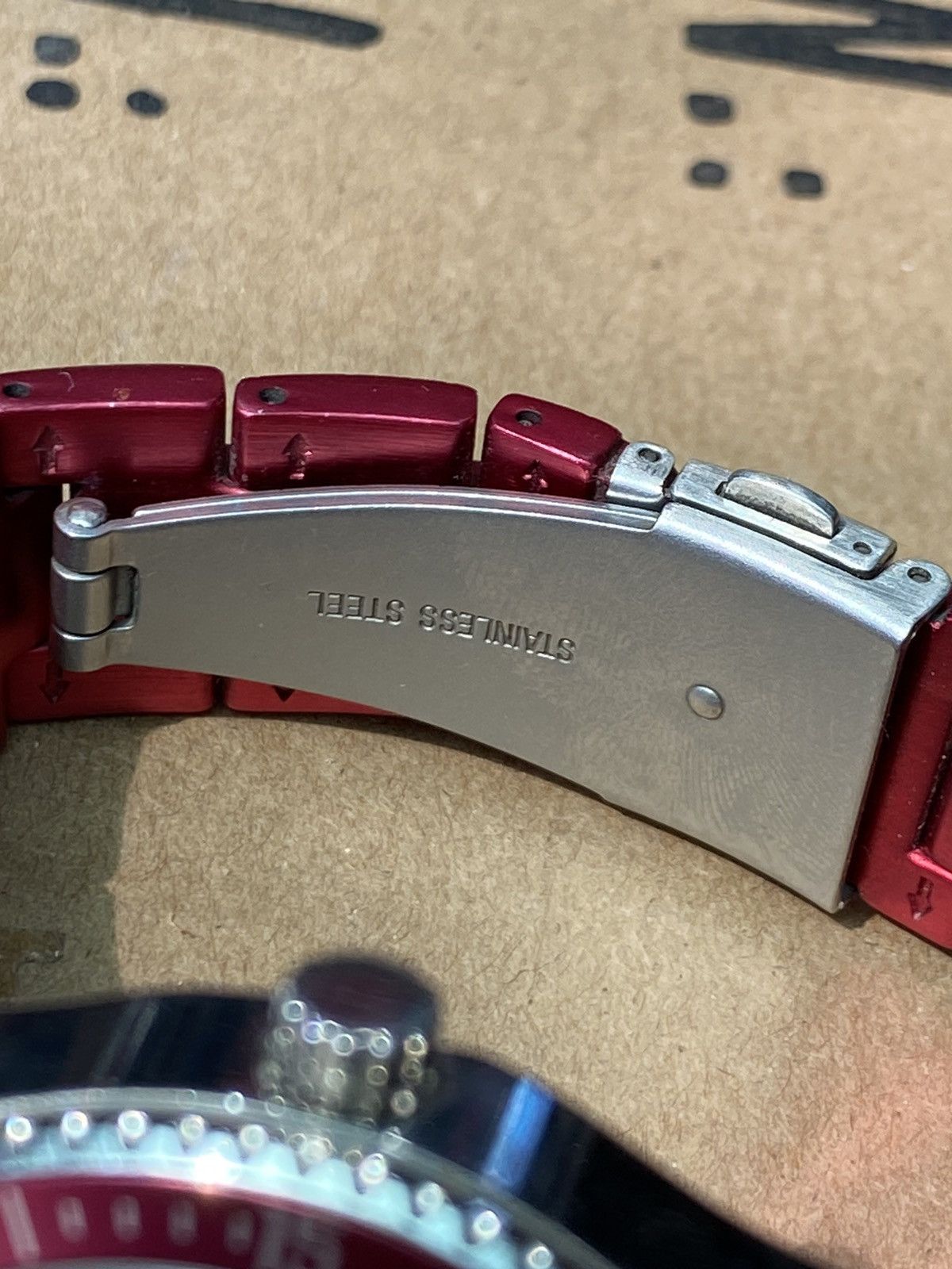 Fossil Fossil Chronograph Red Dial Watch with Metal Strap 38mm Size ONE SIZE - 3 Thumbnail