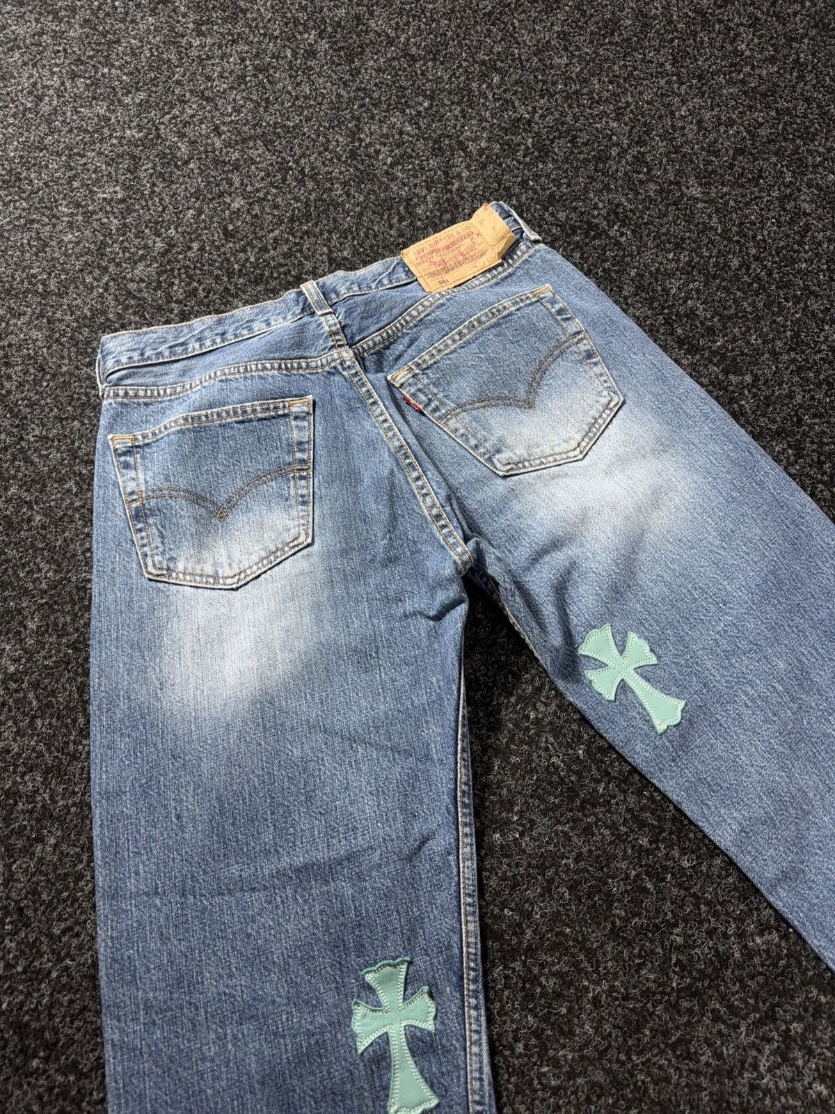 Levi's Vintage💥 90s ‼️Custom Chrome Hearts Style Cross Denim Jeans Size US 32 / EU 48 - 17 Thumbnail