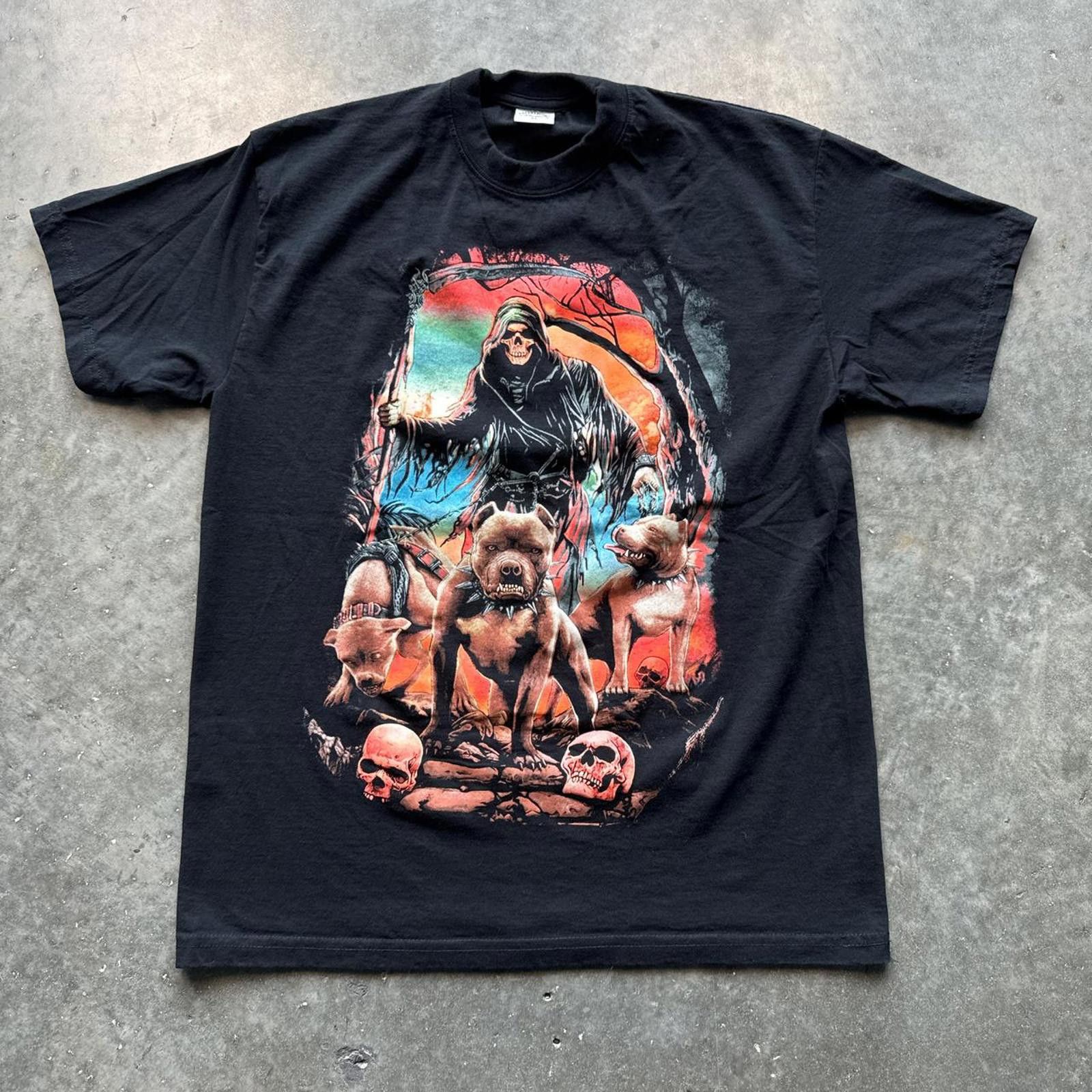 Other Grim Reaper With Dogs Graphic T-Shirt Size US XL / EU 56 / 4 - 1 Thumbnail