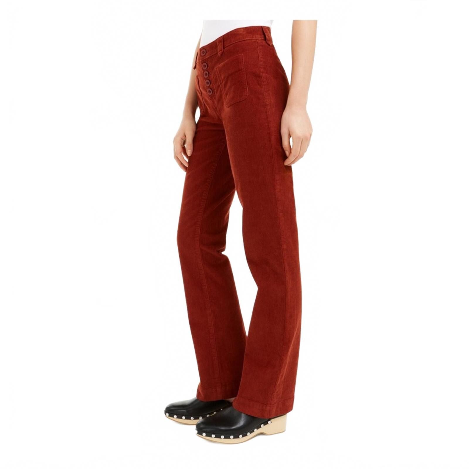 Lucky Brand Rust Patch Pocketed Button Front Boot Cut Corduroy Pants Size 29" - 3 Thumbnail
