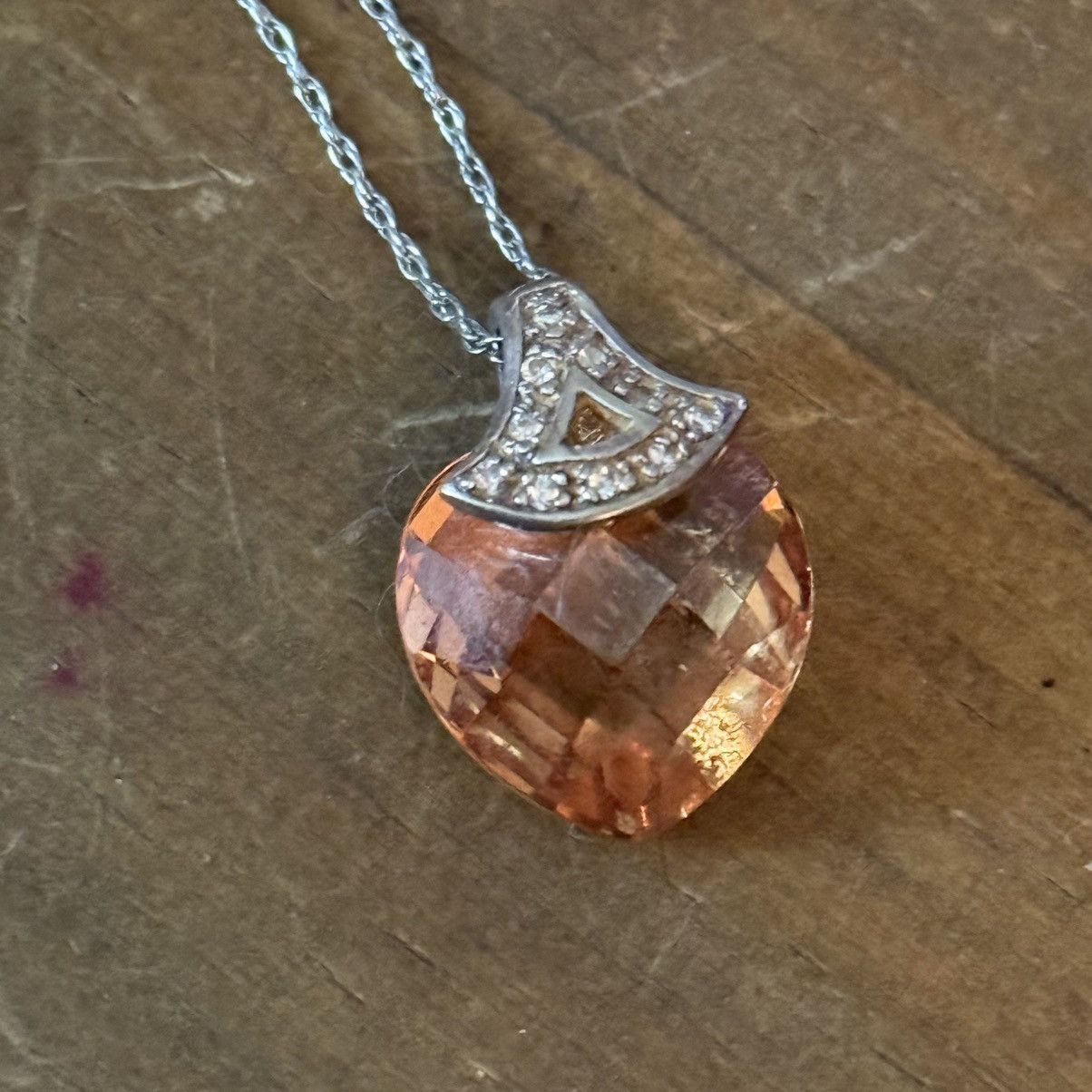 Vintage Vintage 925 Silver faceted crystal heart pendant necklace Size ONE SIZE - 4 Thumbnail