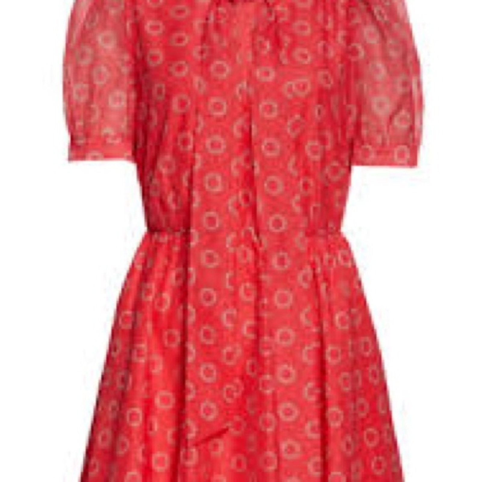 Ted Baker Ted Baker London Silk Red Puff Sleeve Mini Dress w Tie Neck Size M / US 6-8 / IT 42-44 - 4 Thumbnail