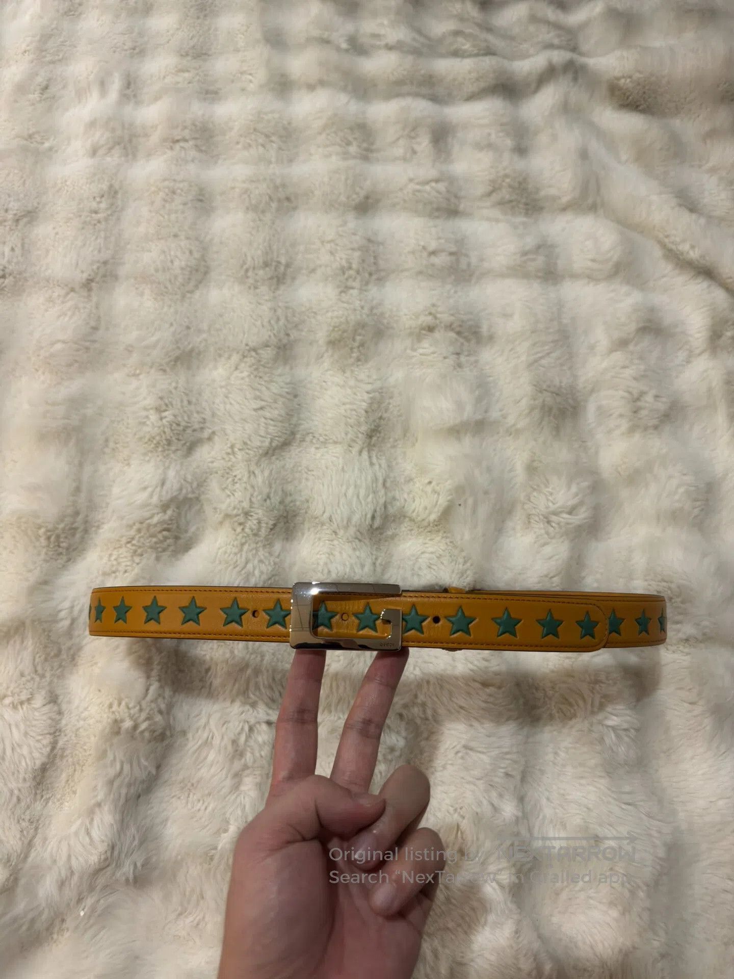 Gucci Guicci Star-shaped silver buckle men's belt| Size ONE SIZE - 1 Thumbnail
