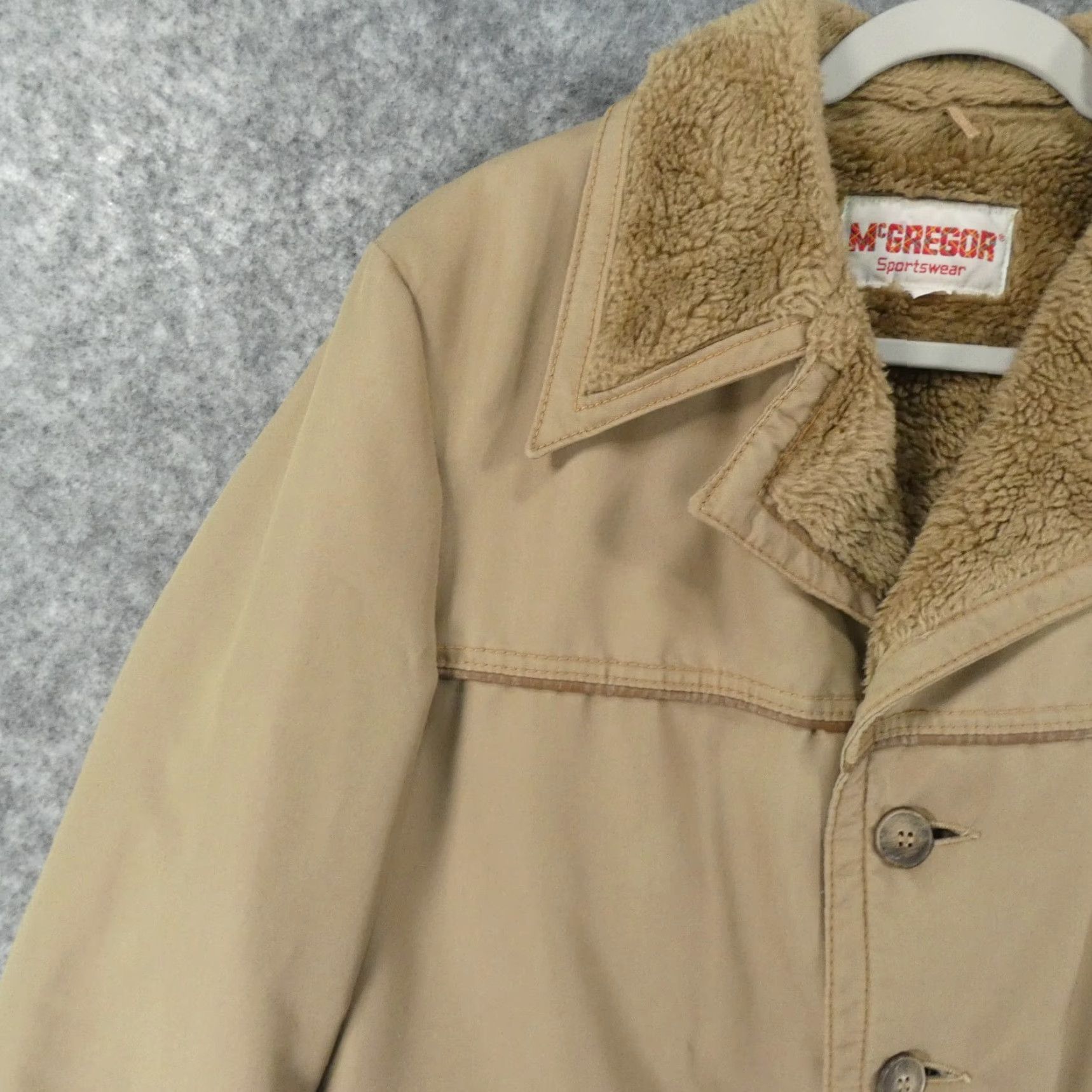 McGregor VINTAGE McGregor Mens Jacket Chore Coat 38 Brown Sherpa Lined Button Up Overcoat Size US XXS / EU 40 - 3 Thumbnail