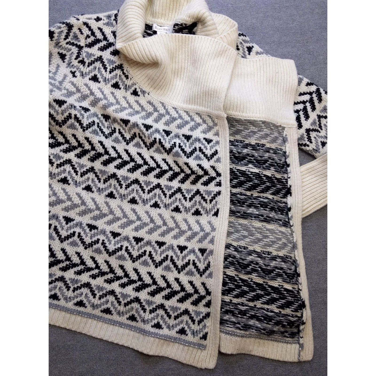 Ellen Tracy VINTAGE Ellen Tracy Sweater Womens L Cardigan Shawl Collar Open Wool Knit Size L / US 10 / IT 46 - 6 Thumbnail