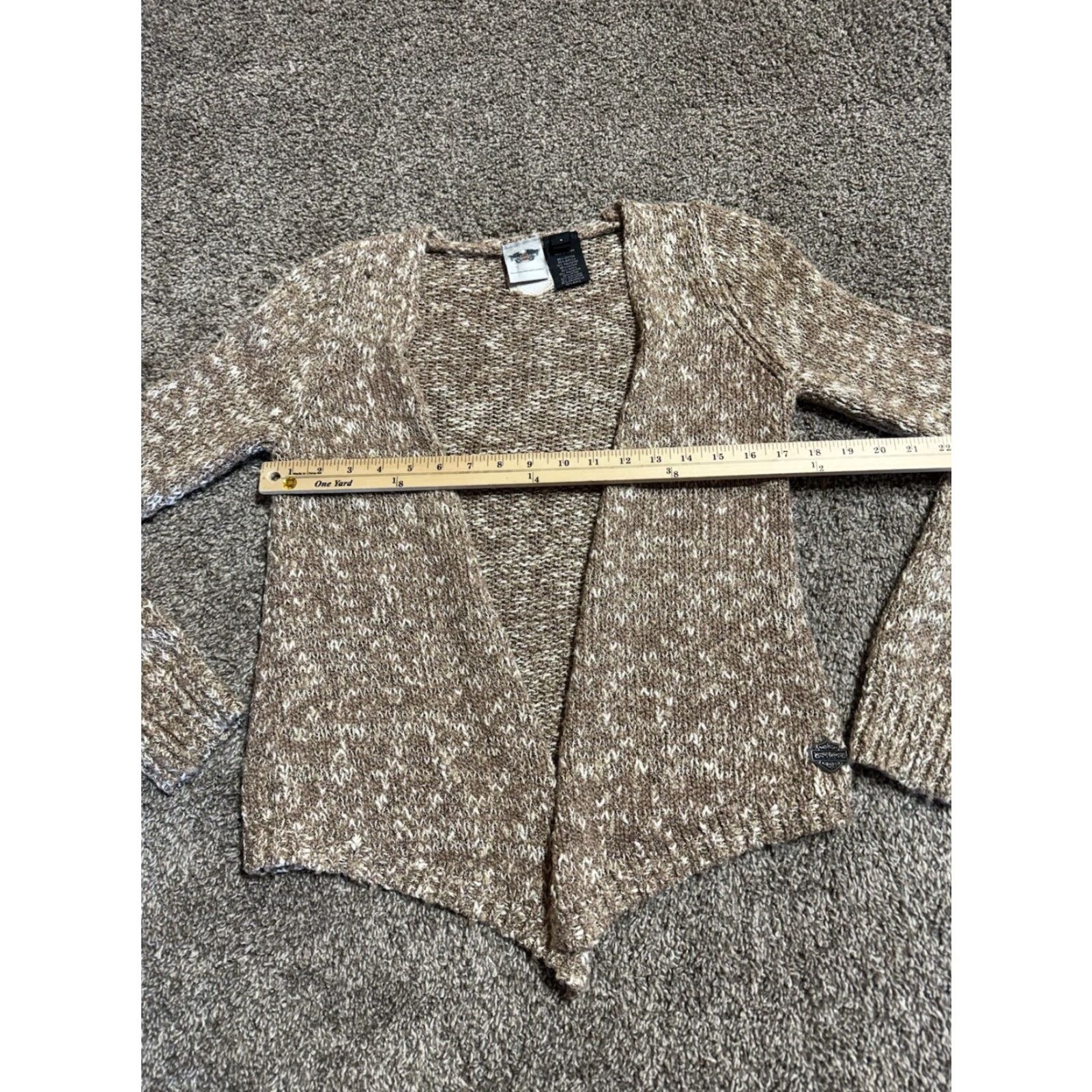 Harley Davidson Harley-Davidson Sweater Womens Size S Brown Open Layer Cardigan 1724 Logo Studded Raglan Sleeve Knit Acrylic Cotton Polyester Size S / US 4 / IT 40 - 6 Thumbnail