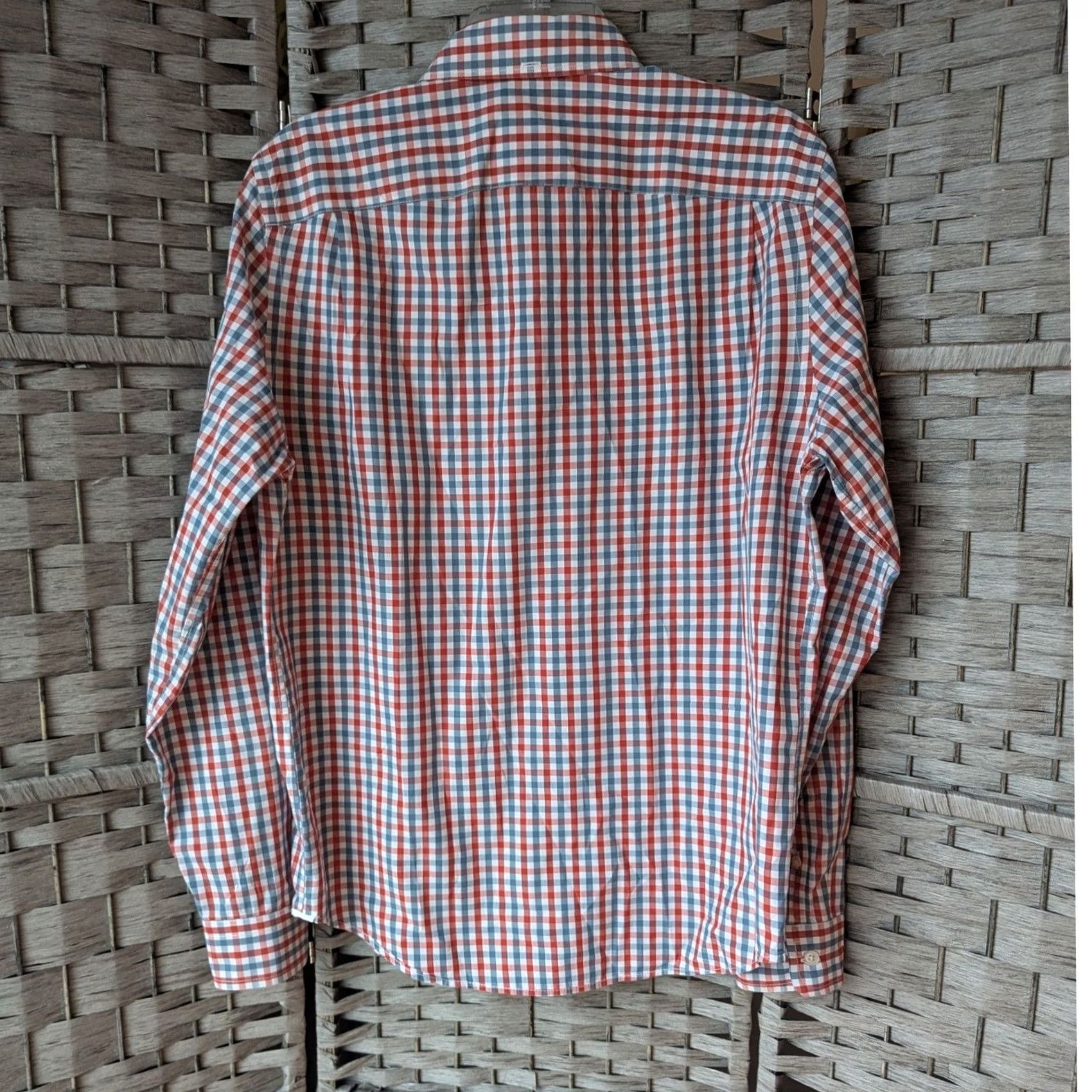 Gap Gap Lived-In Mens Medium Button Down Shirt Red White Blue Gingham Check Cotton Size US M / EU 48-50 / 2 - 3 Thumbnail