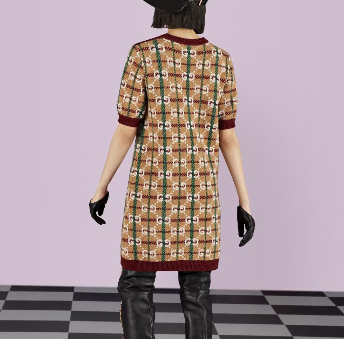 Gucci Gucci Monogram Checked Wool Intarsia Dress size XXL Size XXL / US 16-18 / IT 52-54 - 2 Thumbnail
