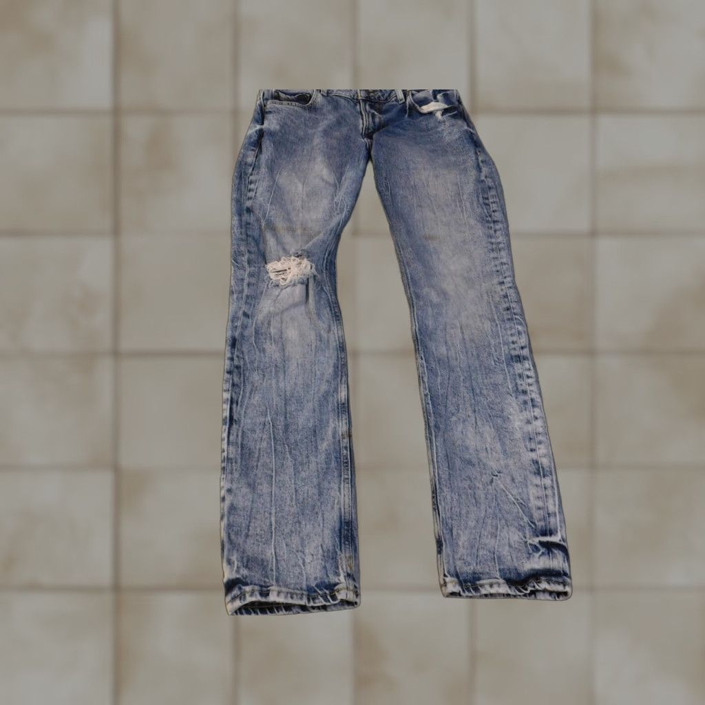 Guess GUESS Jeans Mens 33x32 Blue Slim Tapered Distressed Ripped Denim Faded Wash Shirt/Hoodie? Size US 33 - 1 Thumbnail