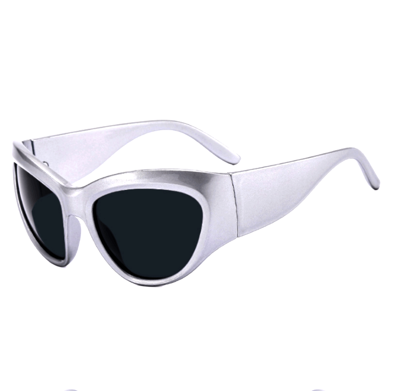 Vintage Punk Silver Black Cat Eye Aviation Sunglasses Cyber Rave Size ONE SIZE - 1 Thumbnail
