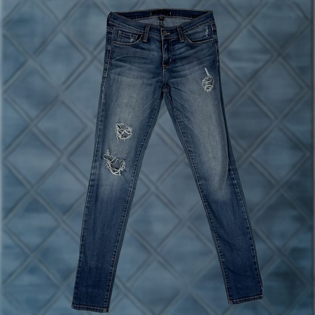 Vintage Flying Monkey Jeans Womens Size 27 Blue Denim Distressed Stretch Skinny Low Rise 5-Pocket Denim Pants Women Size 27" / US 4 / IT 40 - 1 Thumbnail
